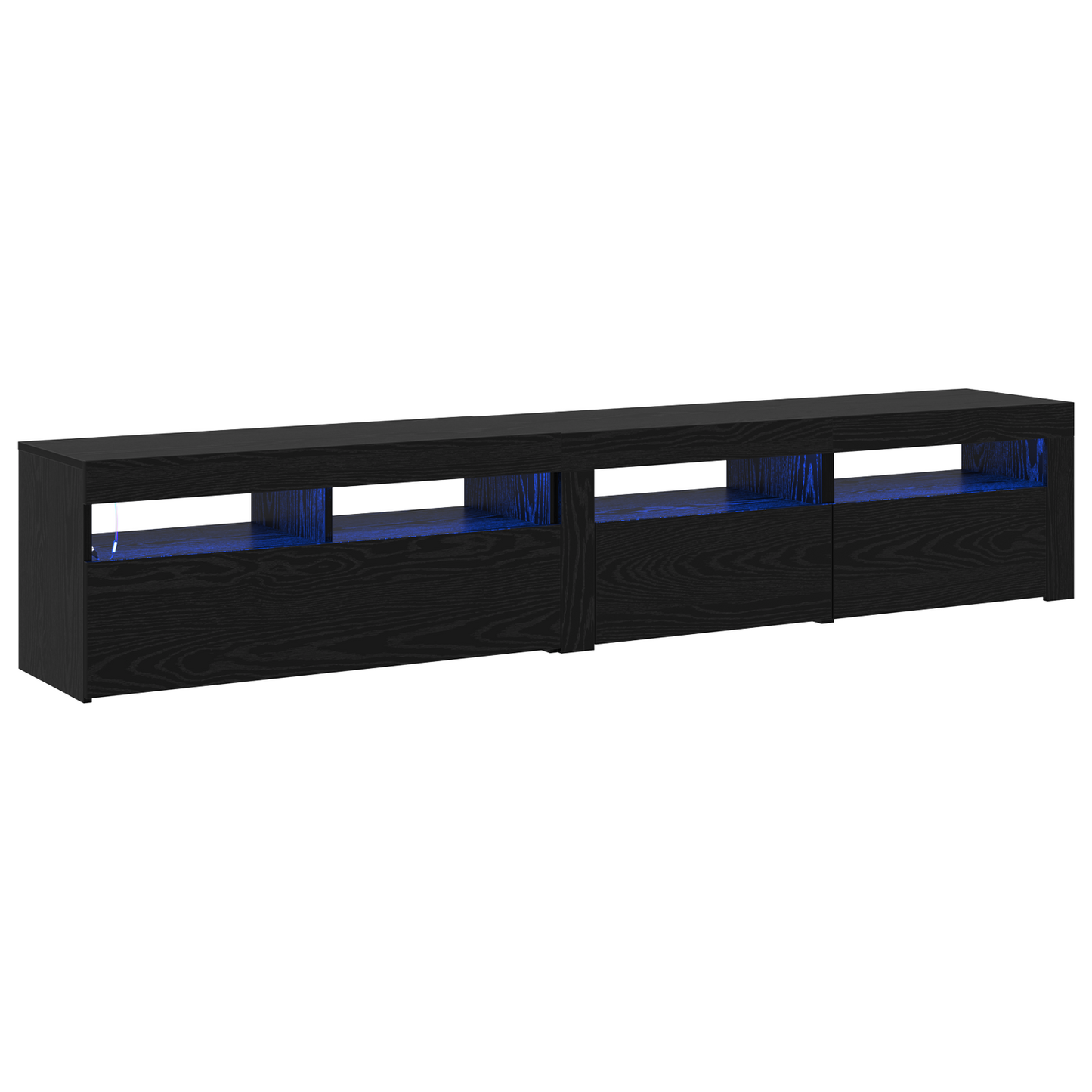 TV Cabinets 2 pcs with LED Lights Black Oak Engineered Wood