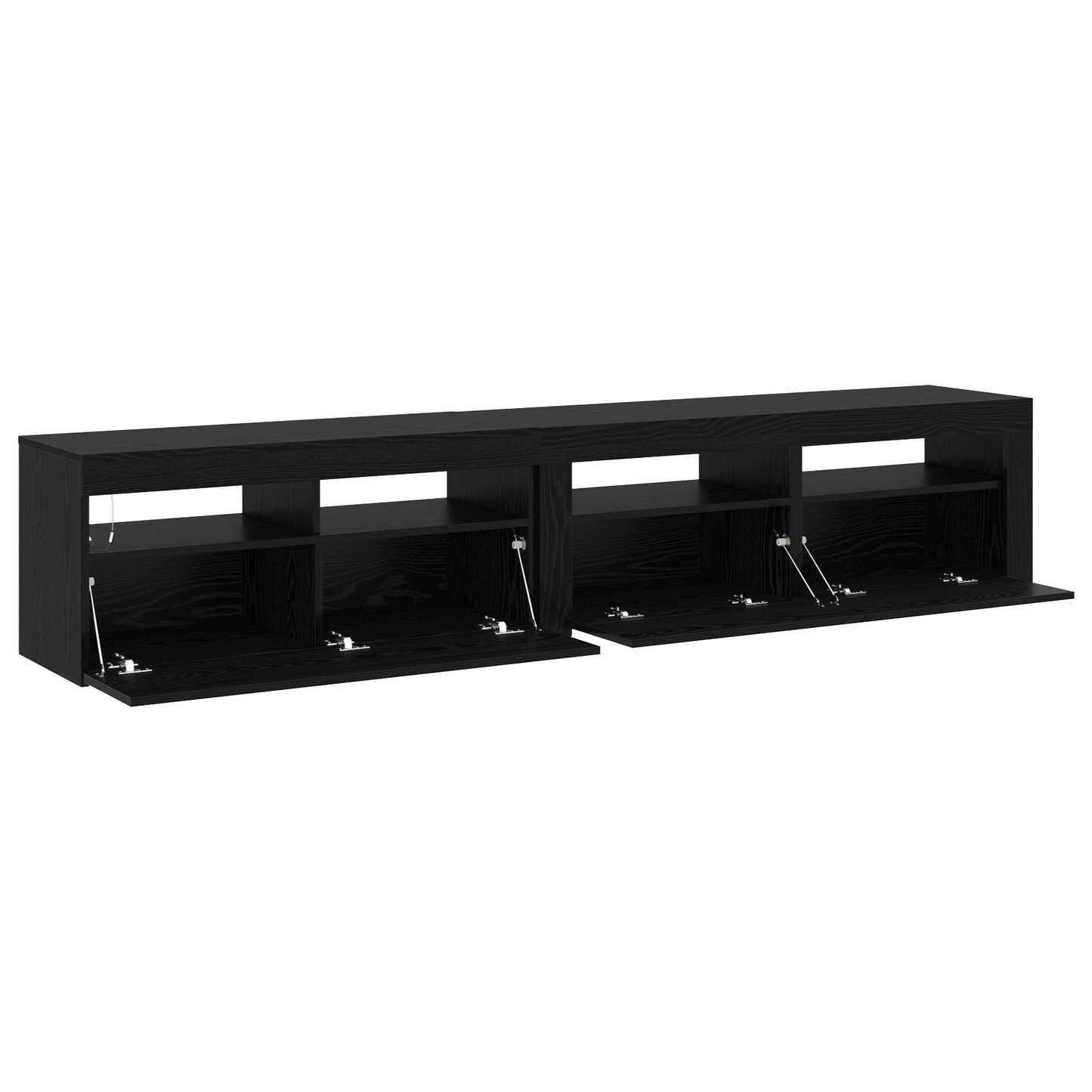 TV Cabinets 2 pcs with LED Lights Black Oak Engineered Wood