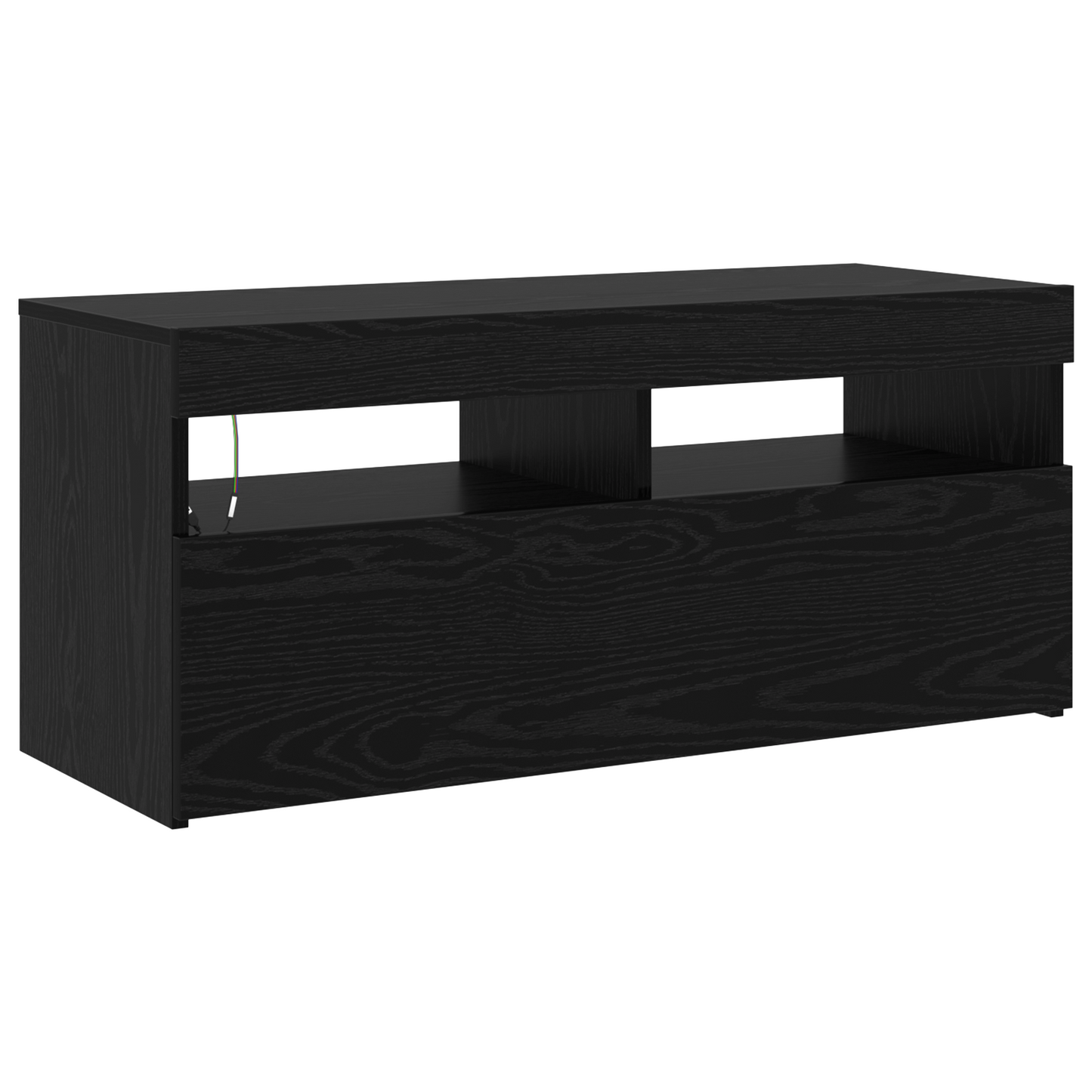TV Cabinets 2 pcs with LED Lights Black Oak Engineered Wood