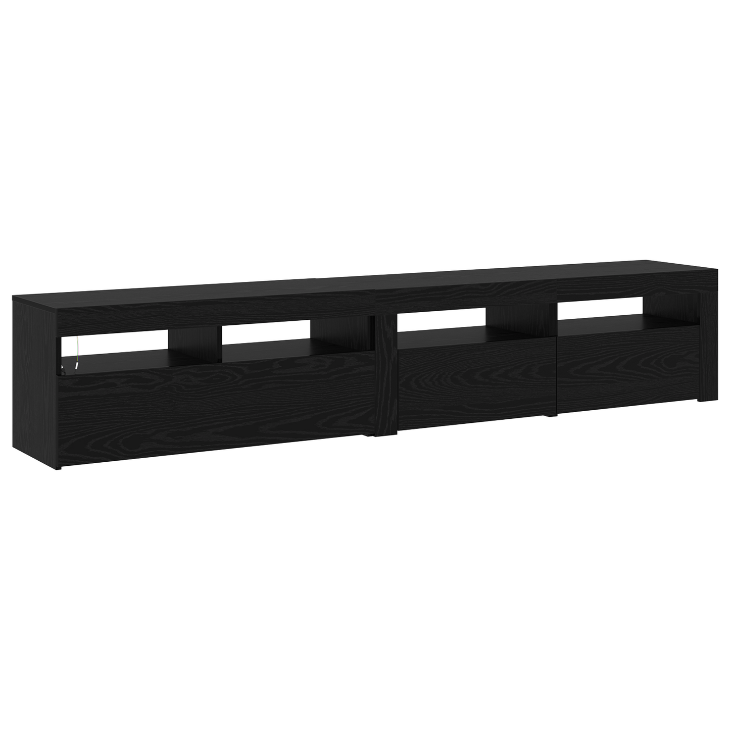 TV Cabinets 2 pcs with LED Lights Black Oak Engineered Wood
