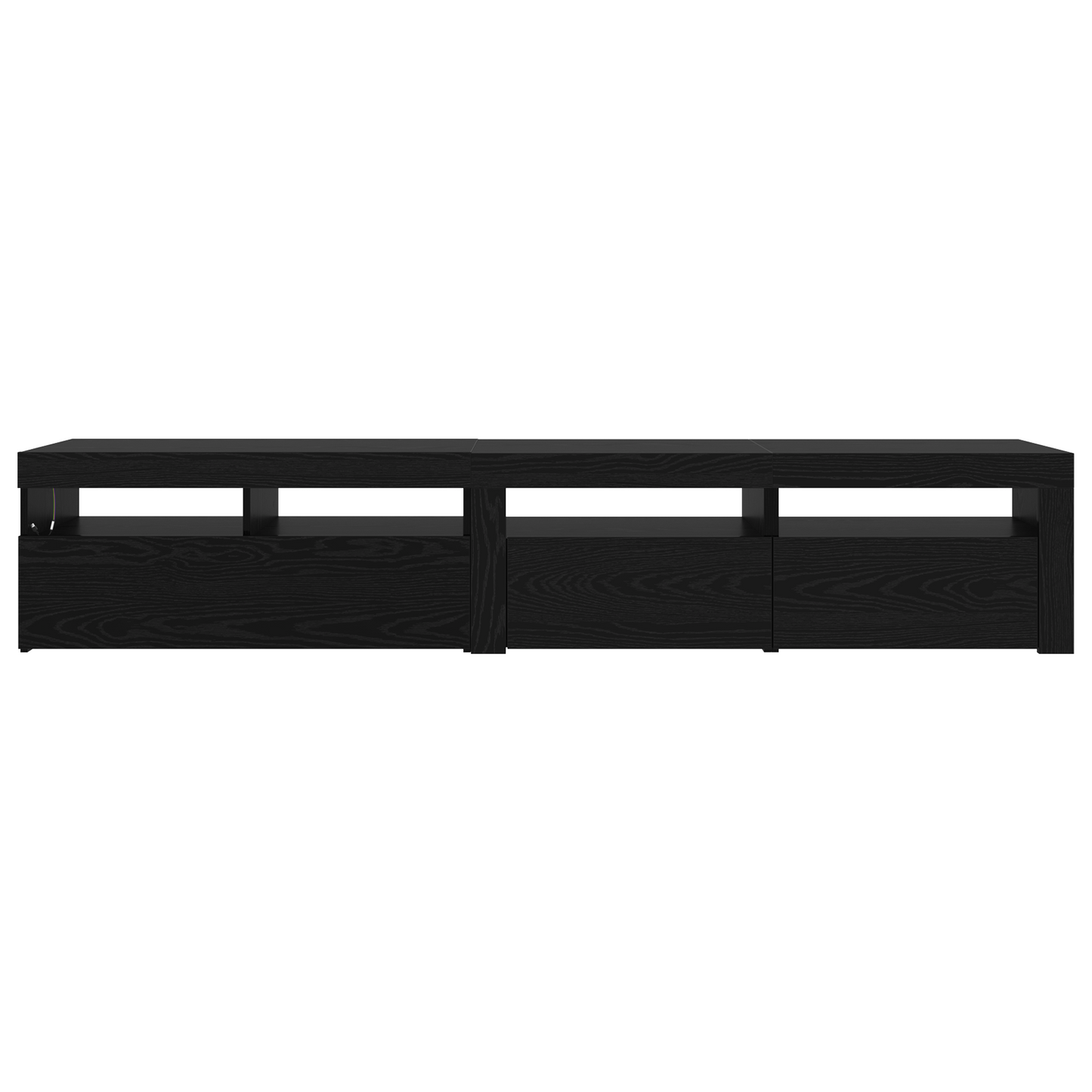 TV Cabinets 2 pcs with LED Lights Black Oak Engineered Wood