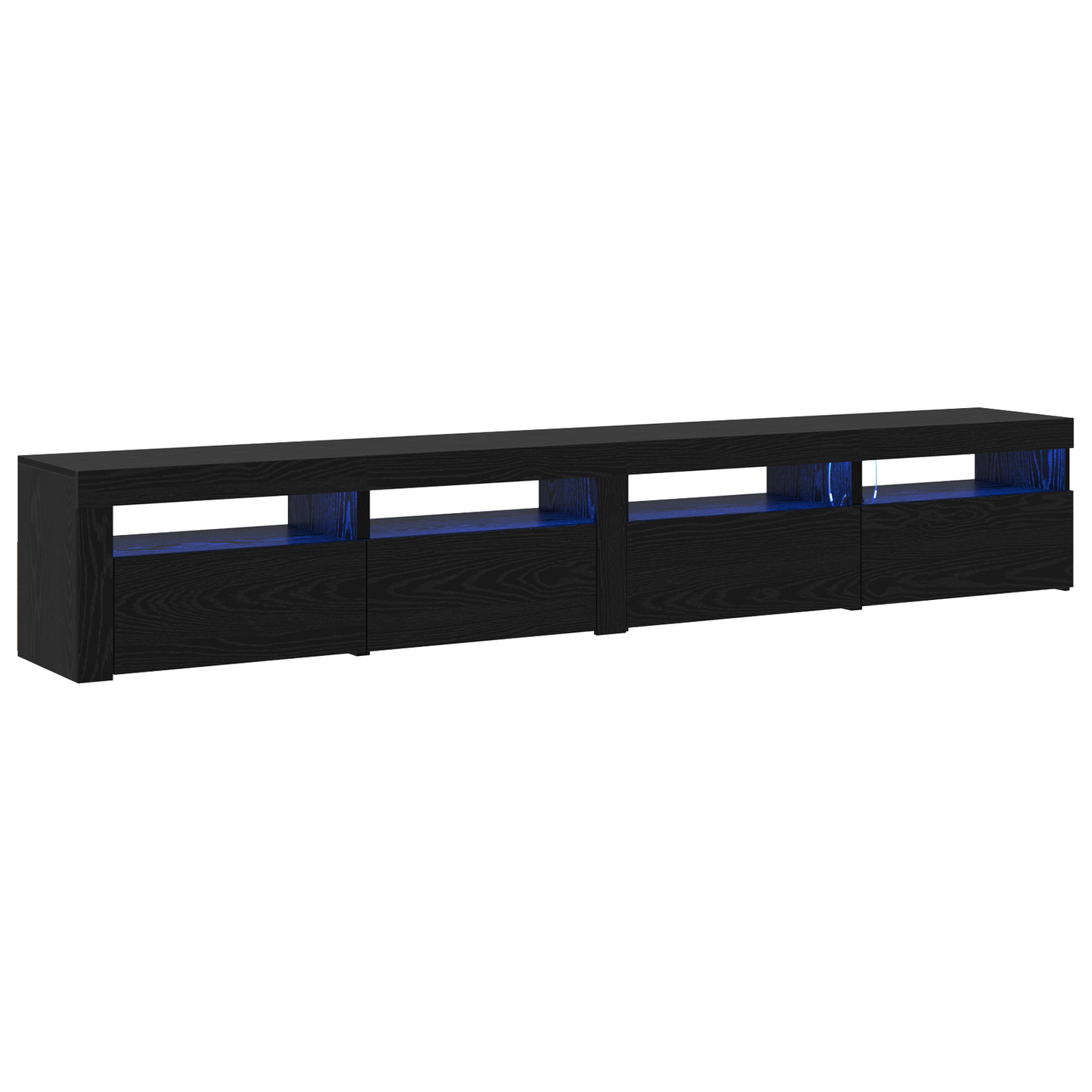 3 Piece TV Cabinet Set with LED Lights Black Oak Engineered Wood