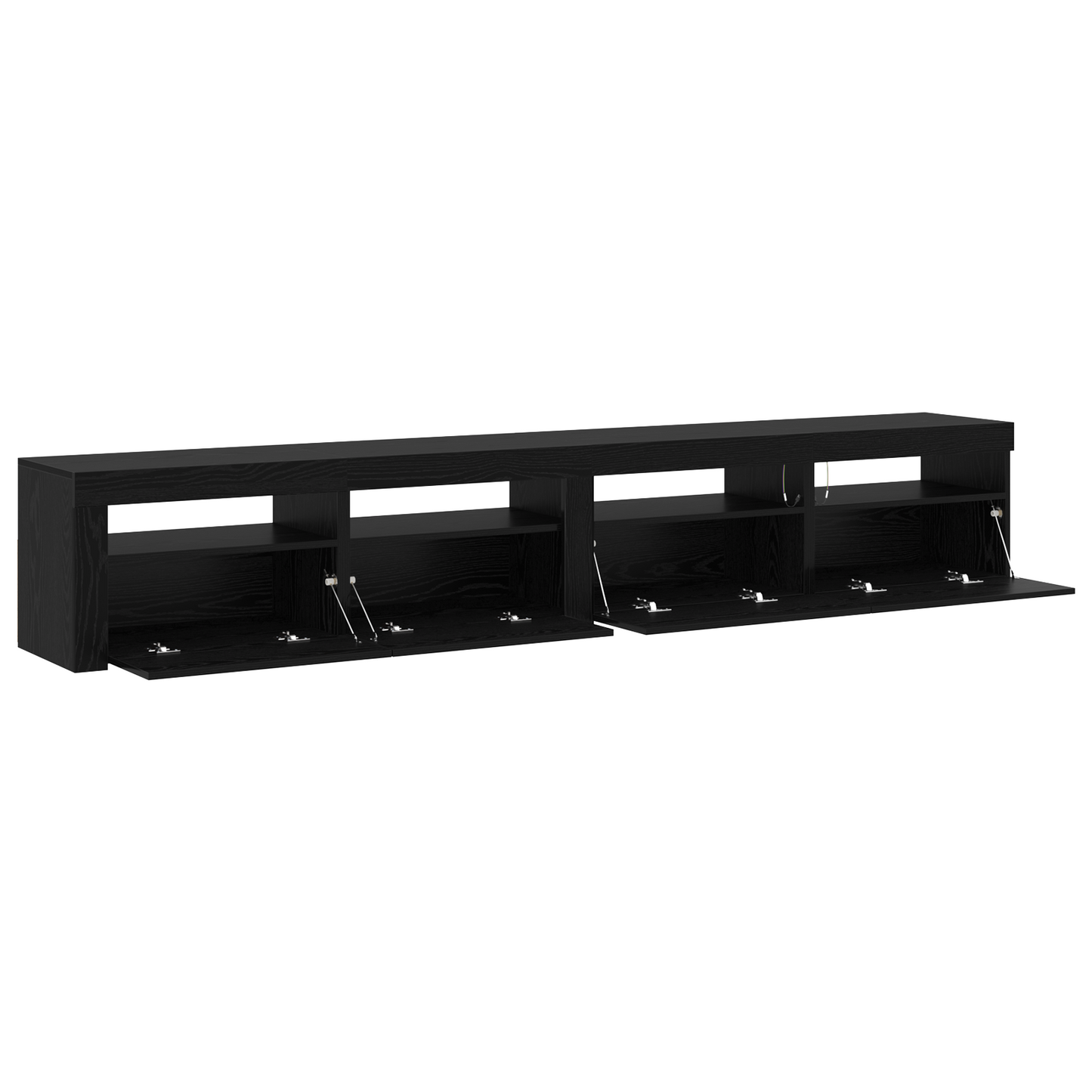3 Piece TV Cabinet Set with LED Lights Black Oak Engineered Wood