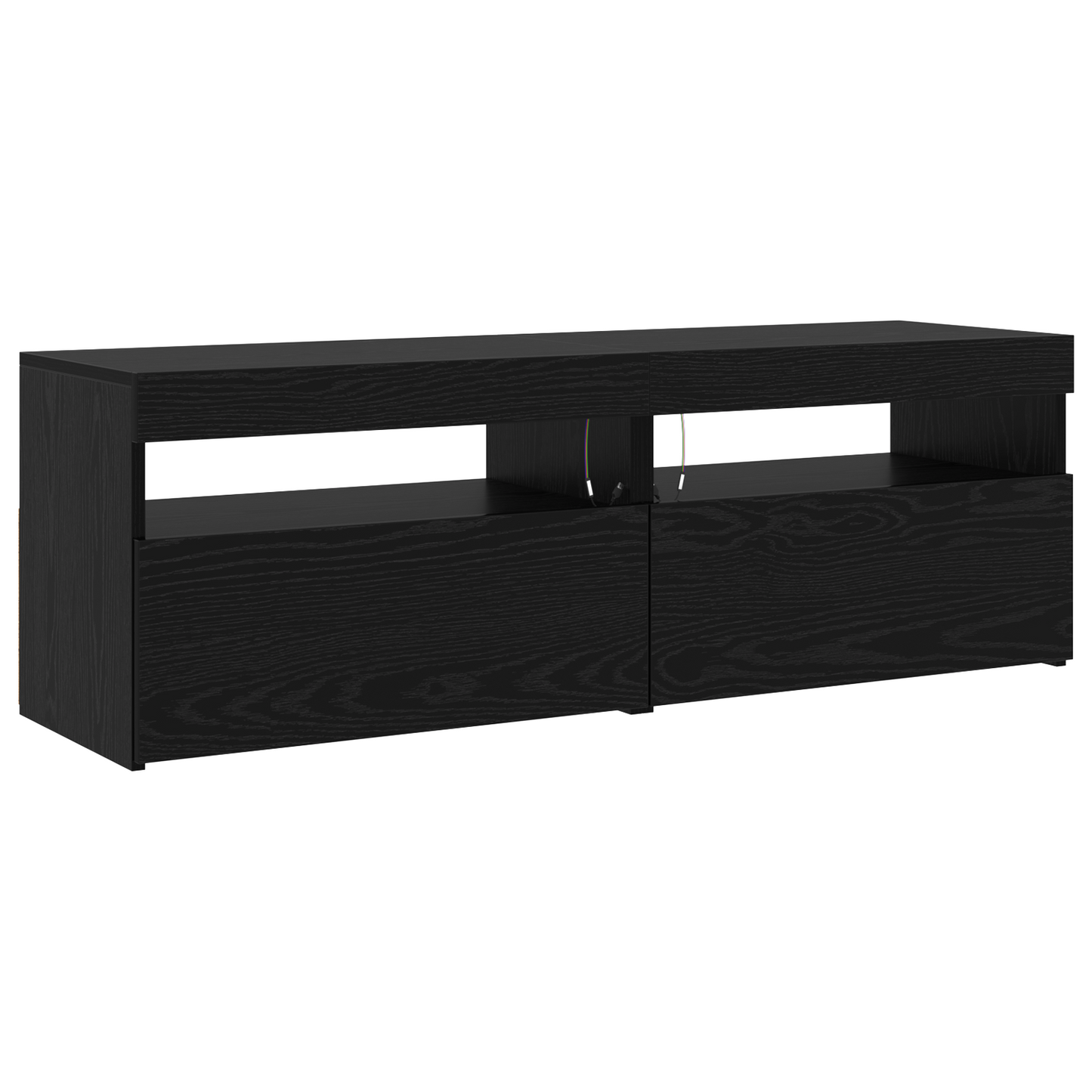 3 Piece TV Cabinet Set with LED Lights Black Oak Engineered Wood