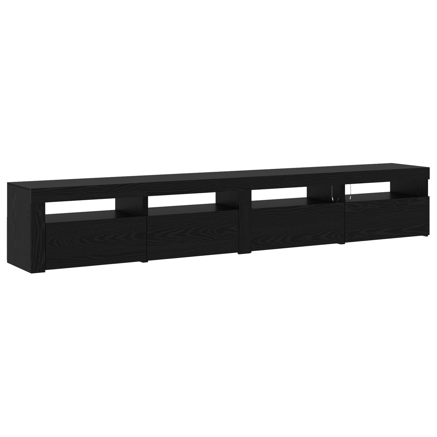 3 Piece TV Cabinet Set with LED Lights Black Oak Engineered Wood