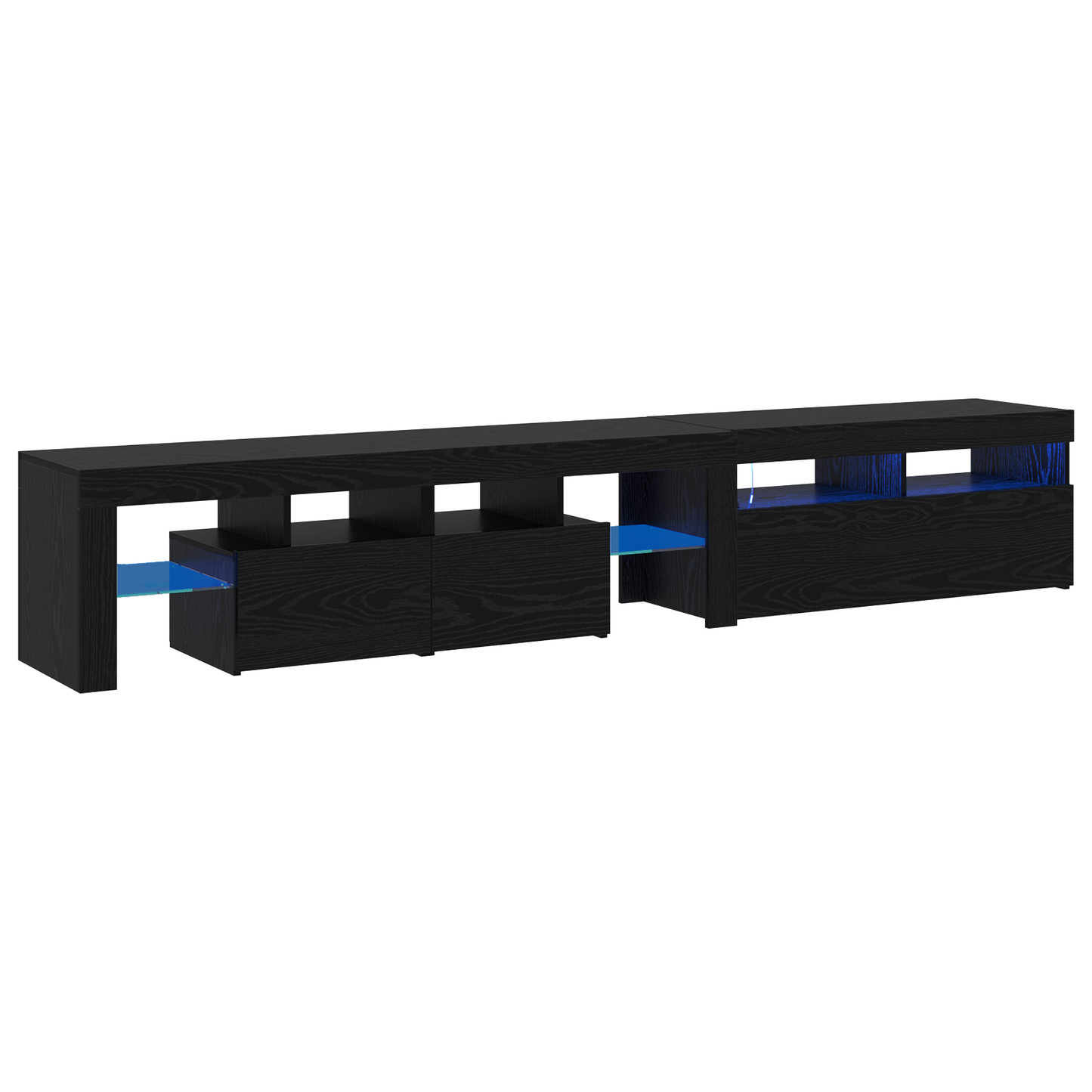 TV Cabinets 2 pcs with LED Lights Black Oak Engineered Wood