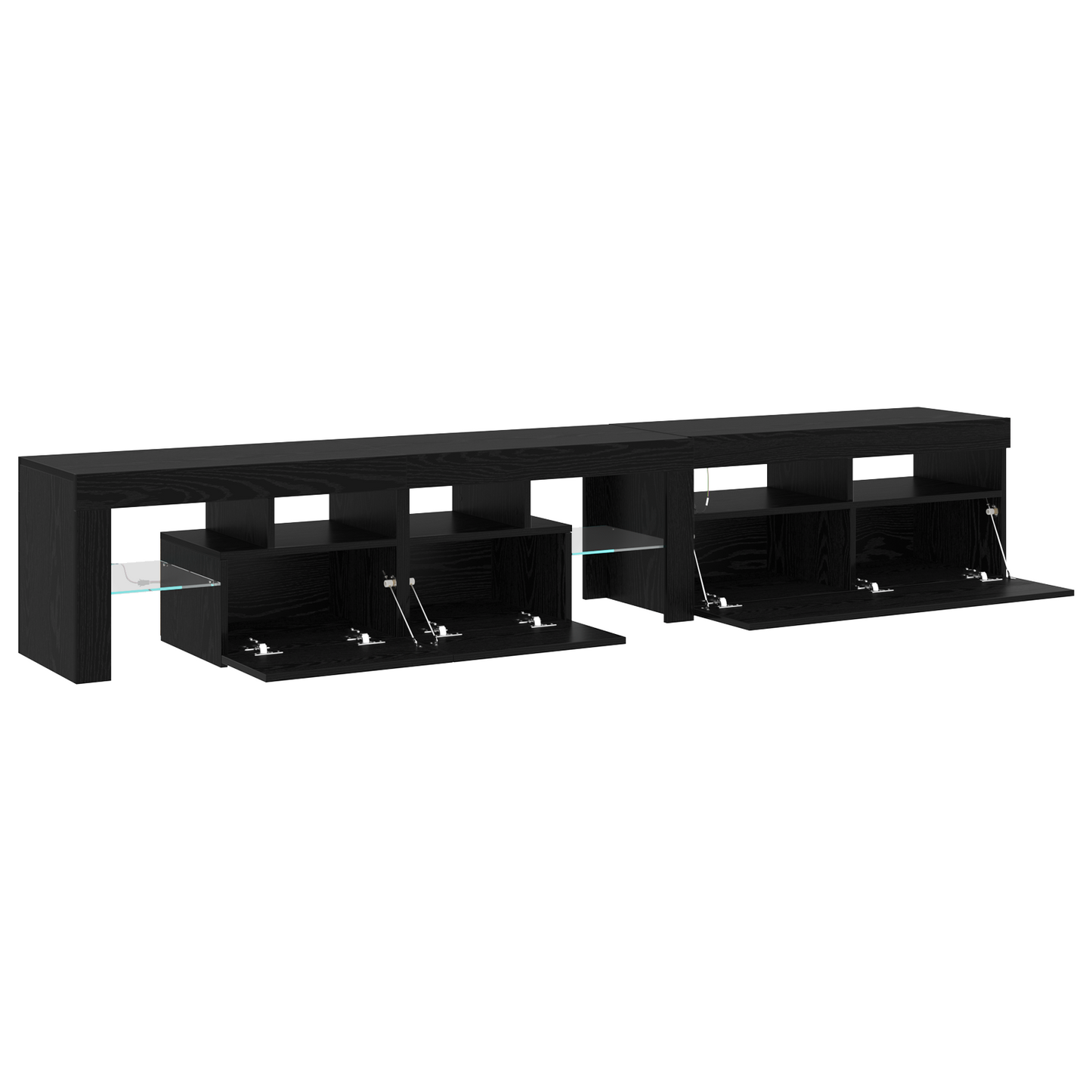TV Cabinets 2 pcs with LED Lights Black Oak Engineered Wood