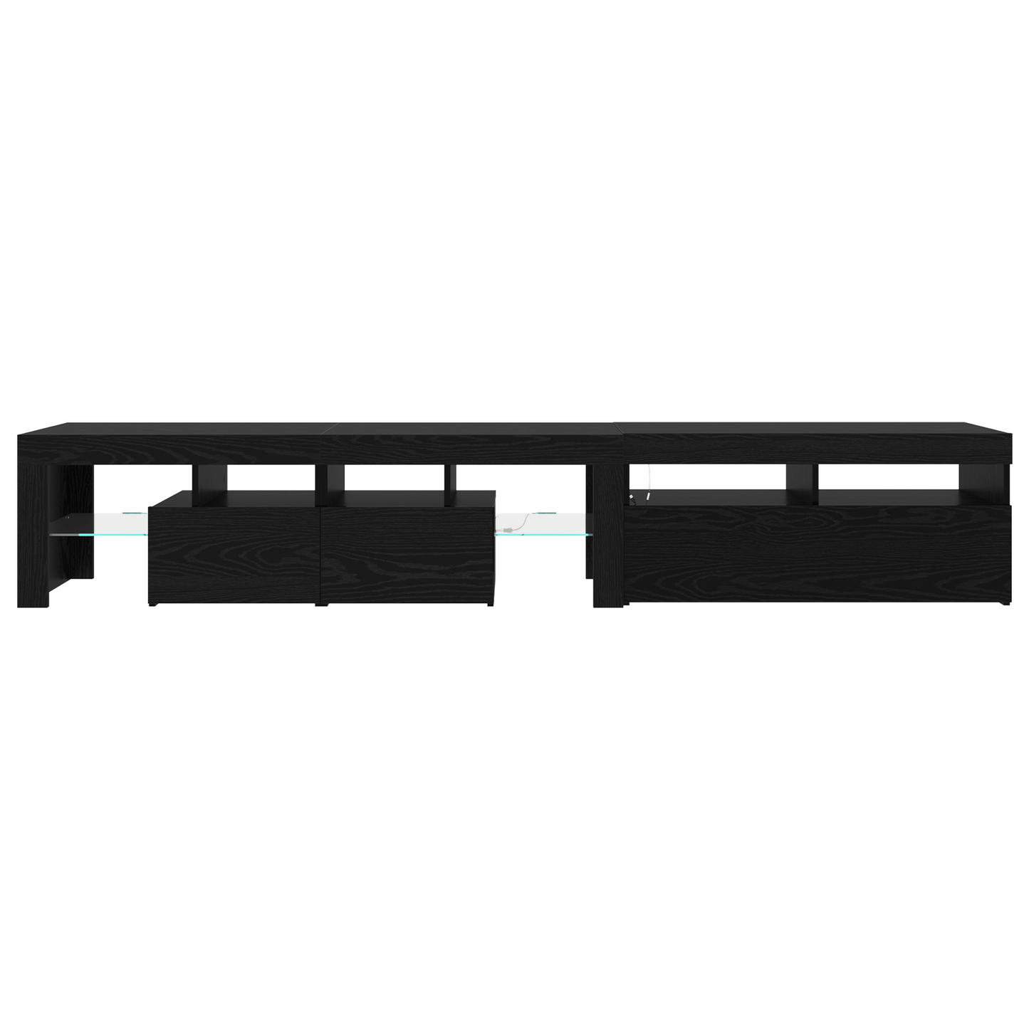 TV Cabinets 2 pcs with LED Lights Black Oak Engineered Wood