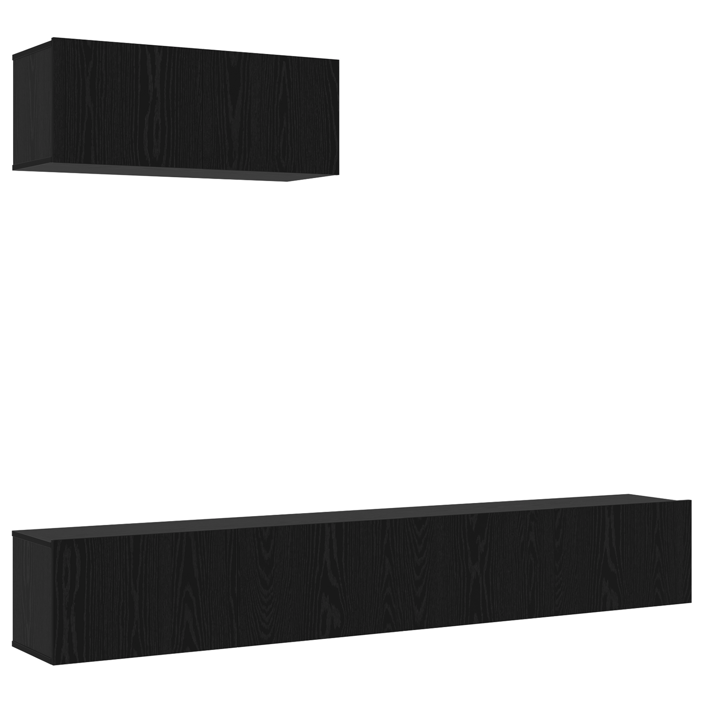 3 Piece TV Cabinet Set Wall-mounted Black Oak Engineered Wood