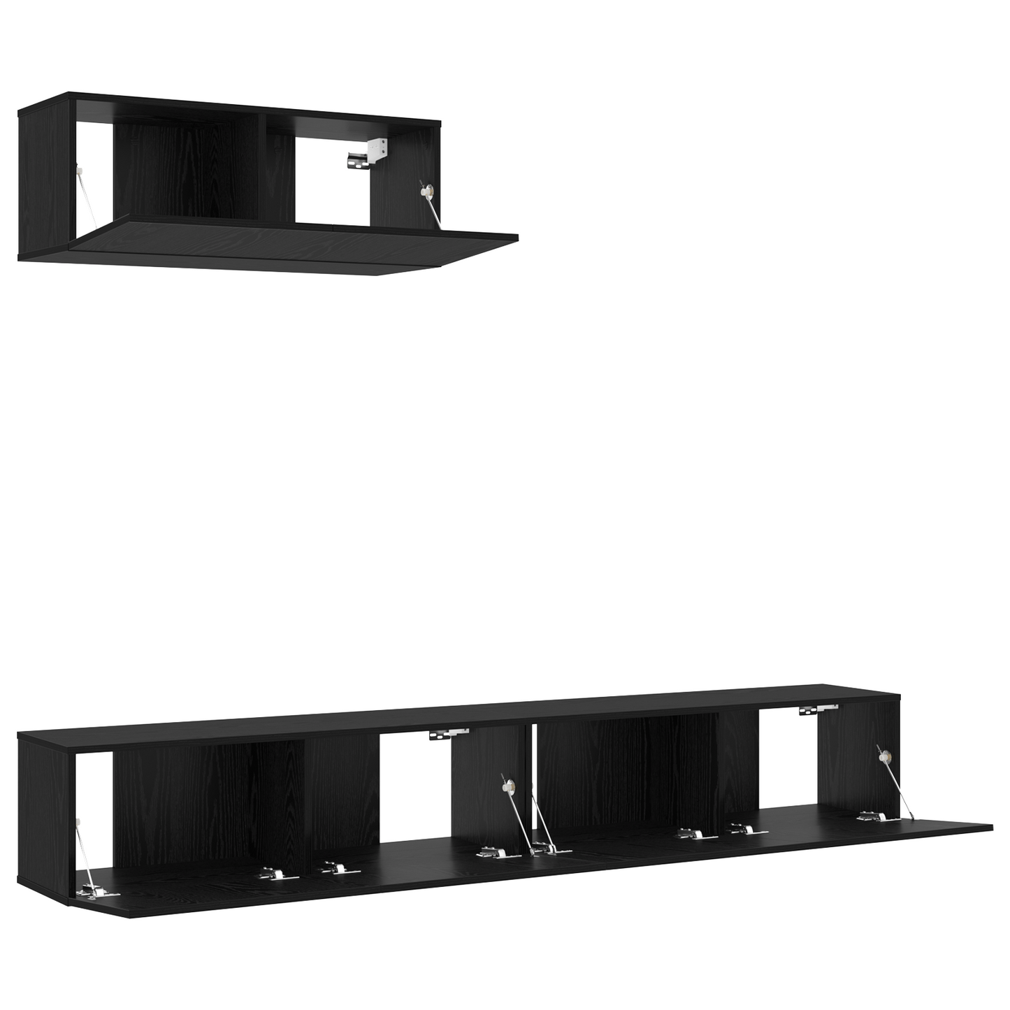 3 Piece TV Cabinet Set Wall-mounted Black Oak Engineered Wood