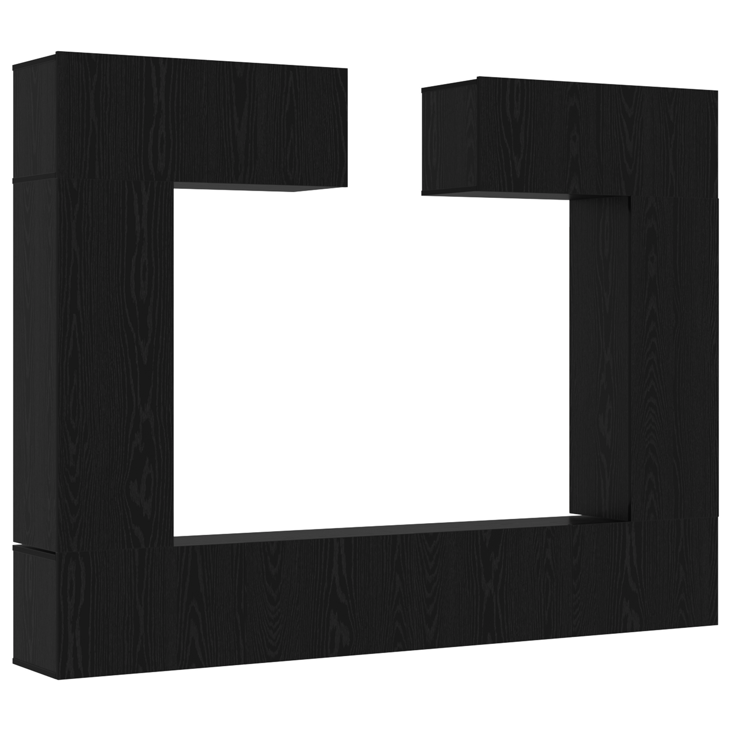 8 Piece TV Cabinet Set Wall-mounted Black Oak Engineered Wood