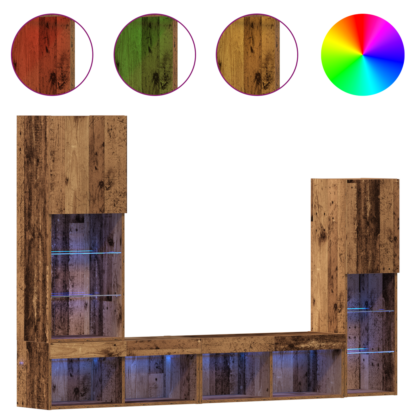TV Cabinet with LED Lights Old Wood 40.5x30x102 cm