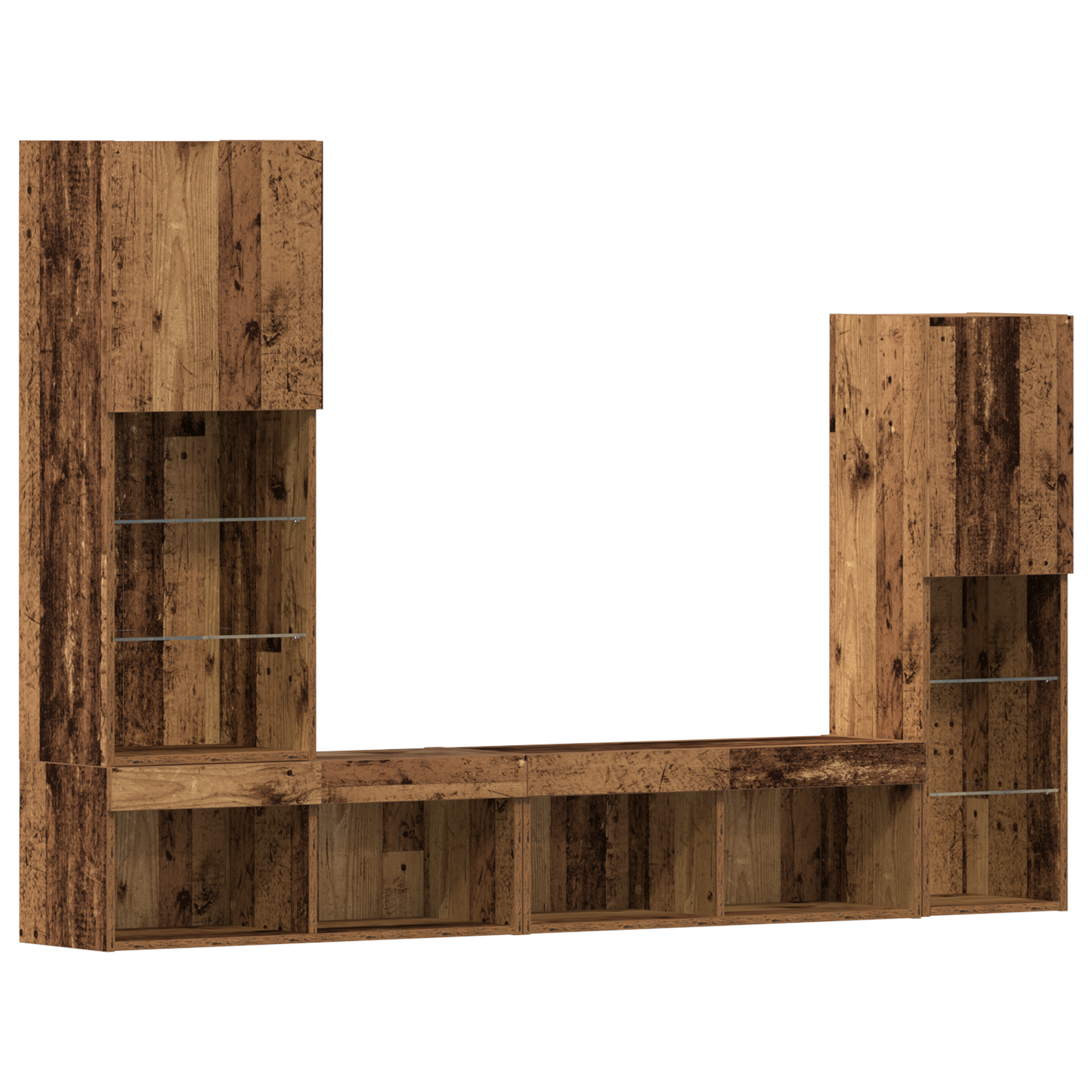TV Cabinet with LED Lights Old Wood 40.5x30x102 cm