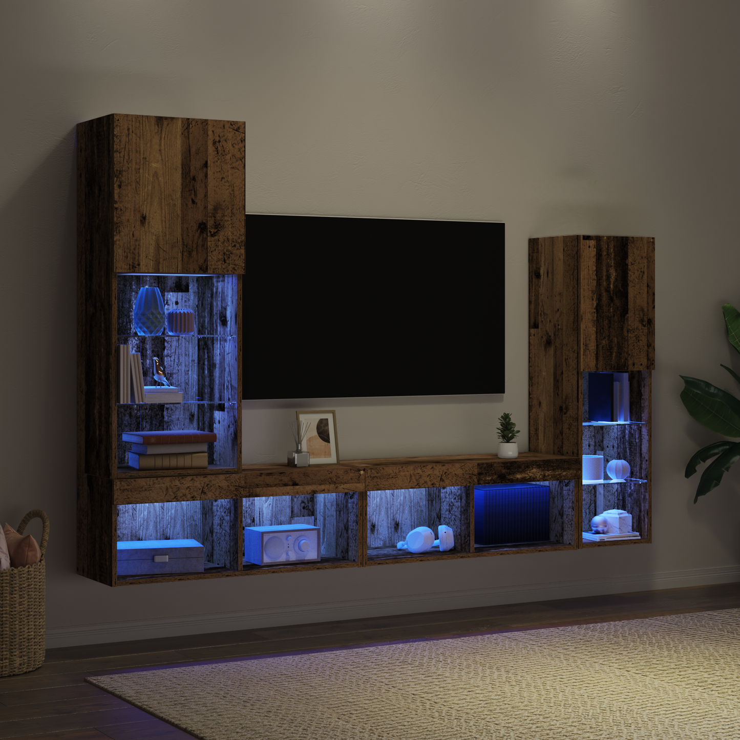 TV Cabinet with LED Lights Old Wood 40.5x30x102 cm