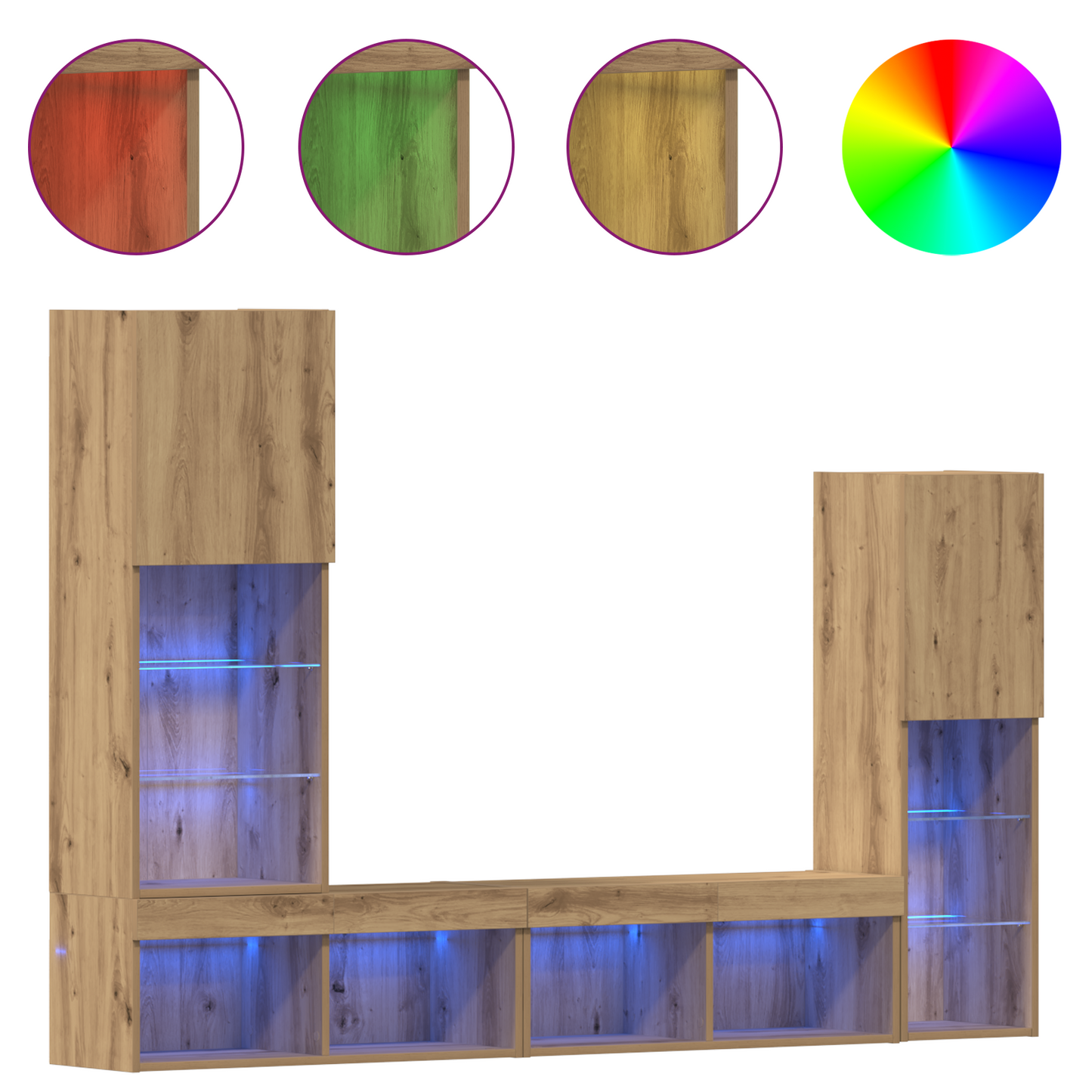 TV Cabinet with LED Lights Artisan Oak 40.5x30x102 cm