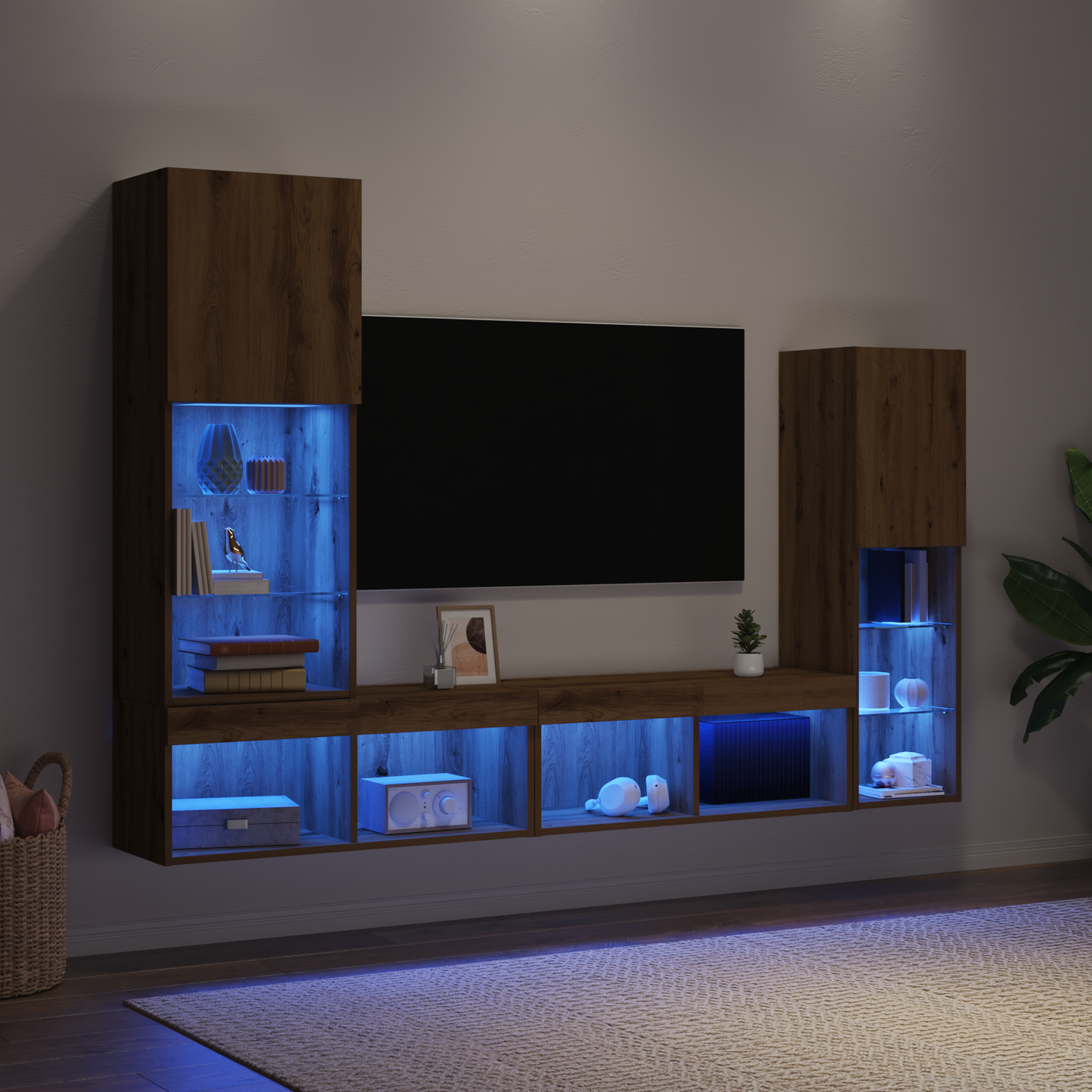 TV Cabinet with LED Lights Artisan Oak 40.5x30x102 cm