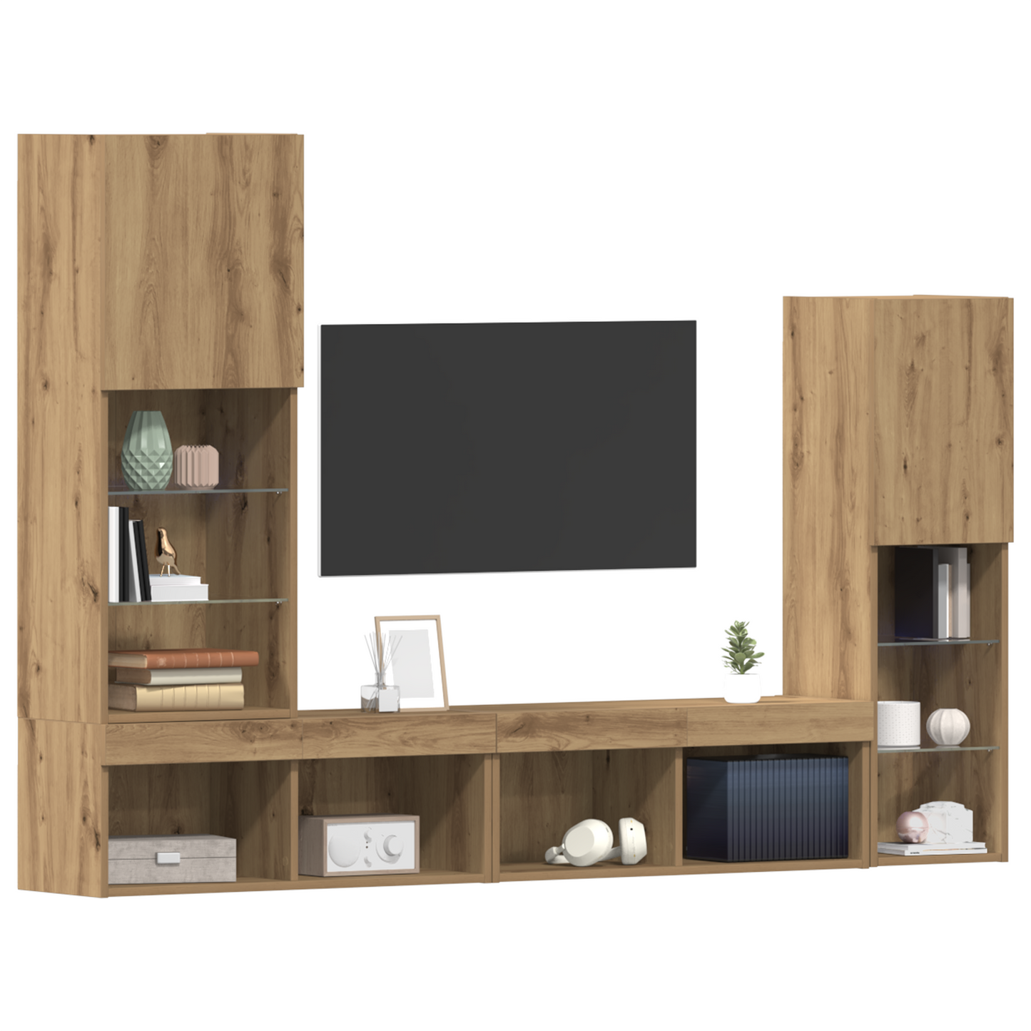TV Cabinet with LED Lights Artisan Oak 40.5x30x102 cm