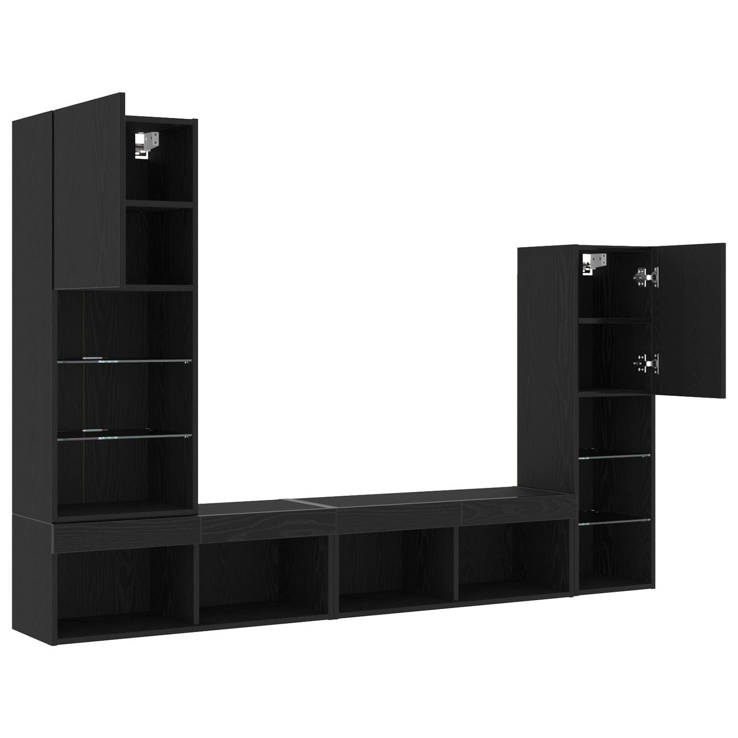LED TV Cabinet Black Oak 30.5x30x102 cm Engineered Wood