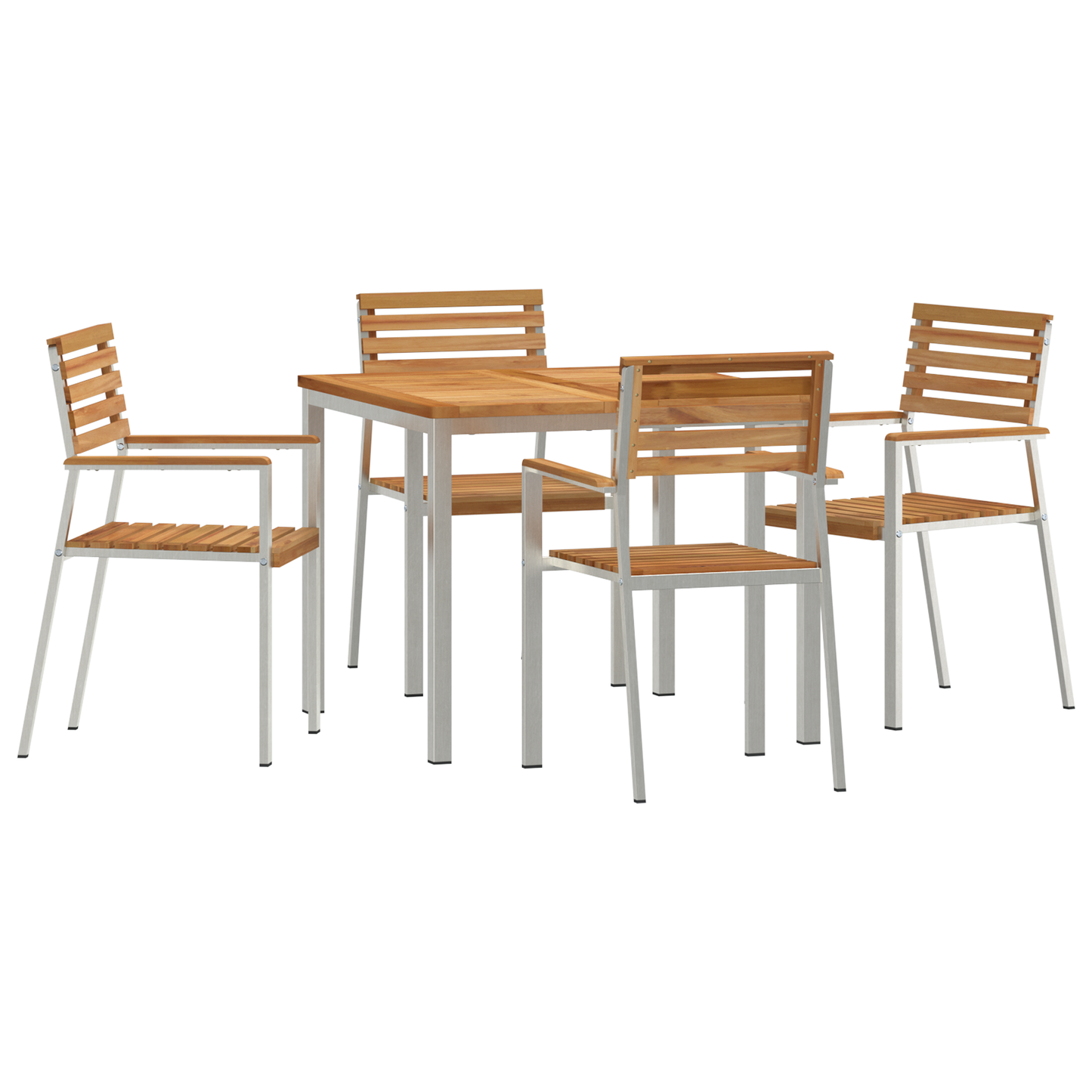 5 Piece Garden Dining Set Solid Wood Teak