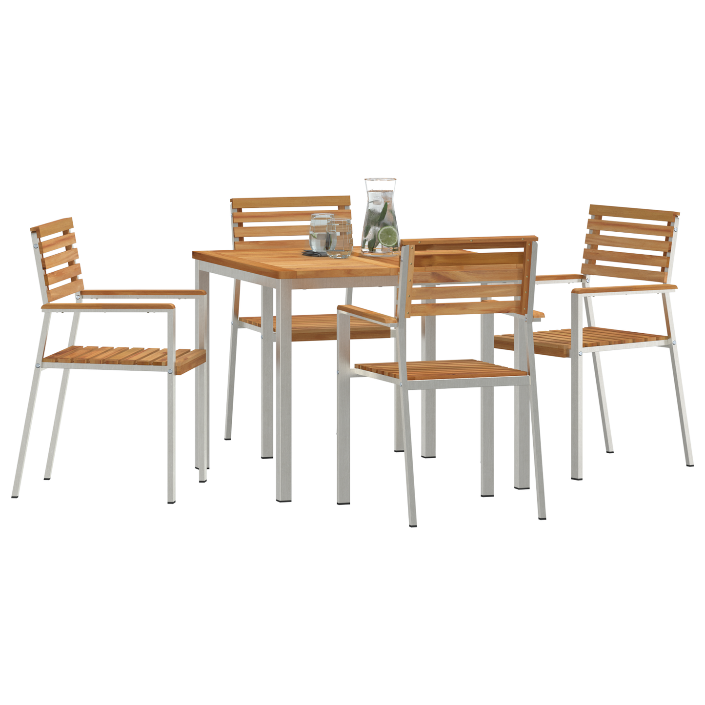 5 Piece Garden Dining Set Solid Wood Teak