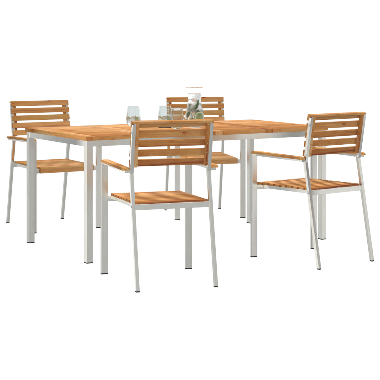 5 Piece Garden Dining Set Solid Wood Teak