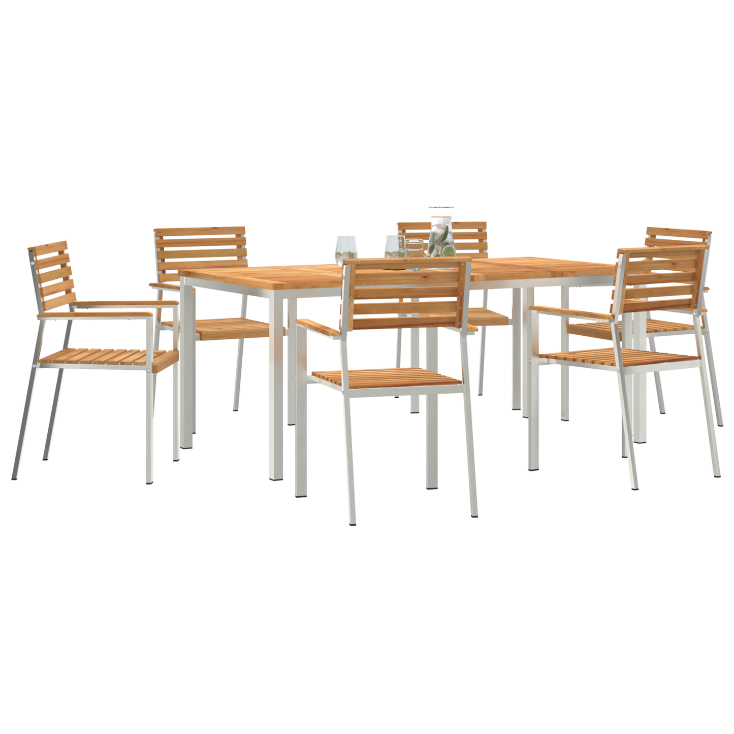 7 Piece Garden Dining Set Solid Wood Teak