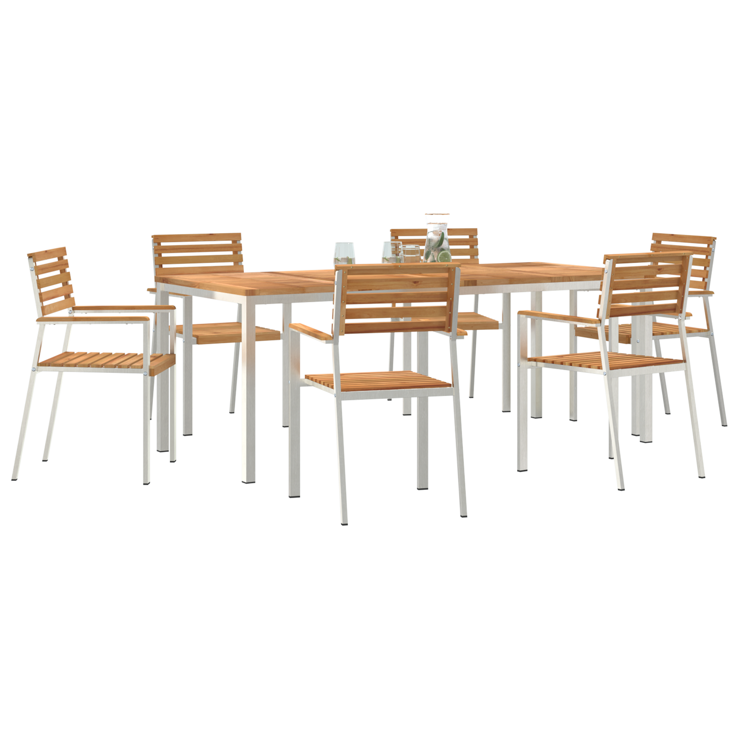 7 Piece Garden Dining Set Solid Wood Teak