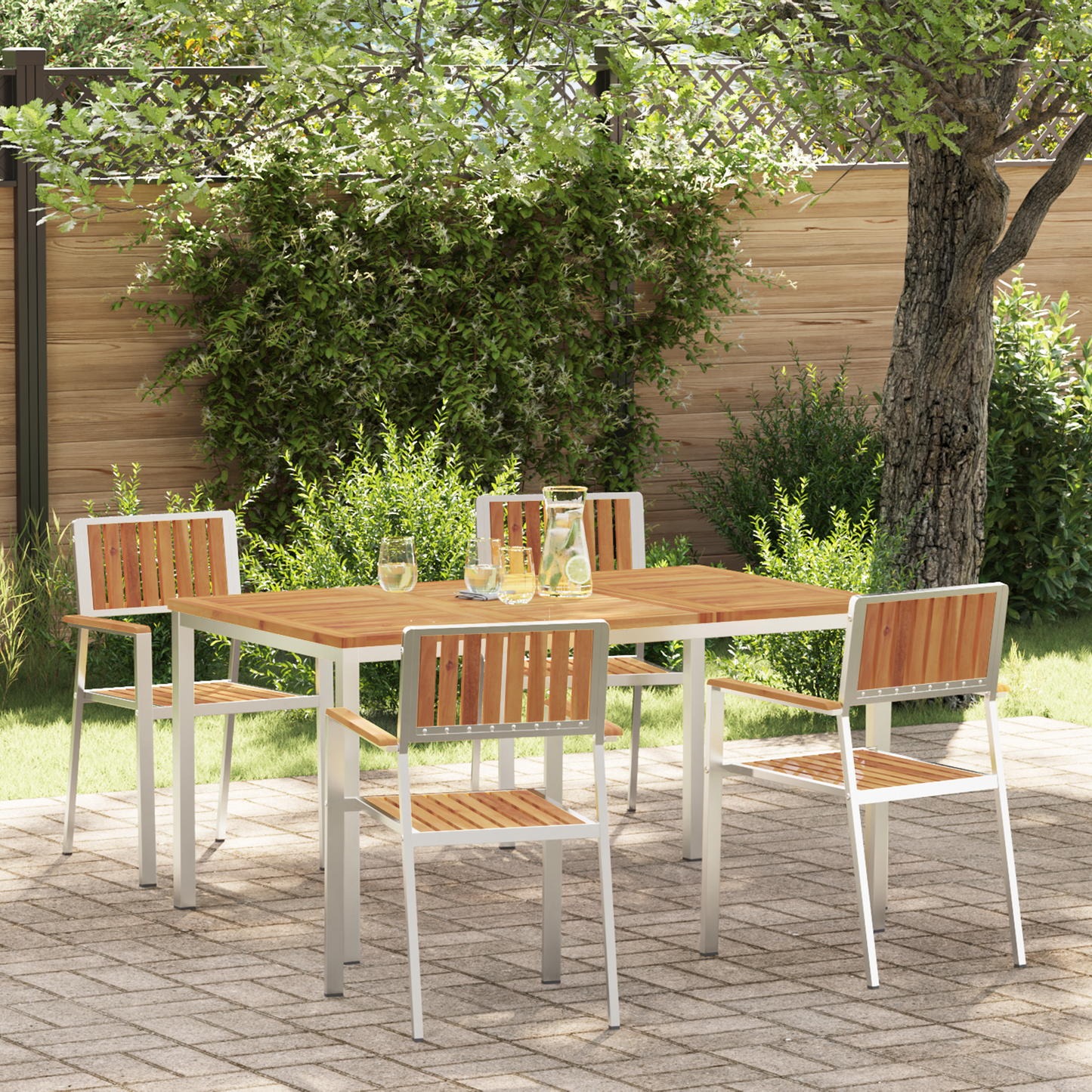 5 Piece Garden Dining Set Solid Wood Acacia