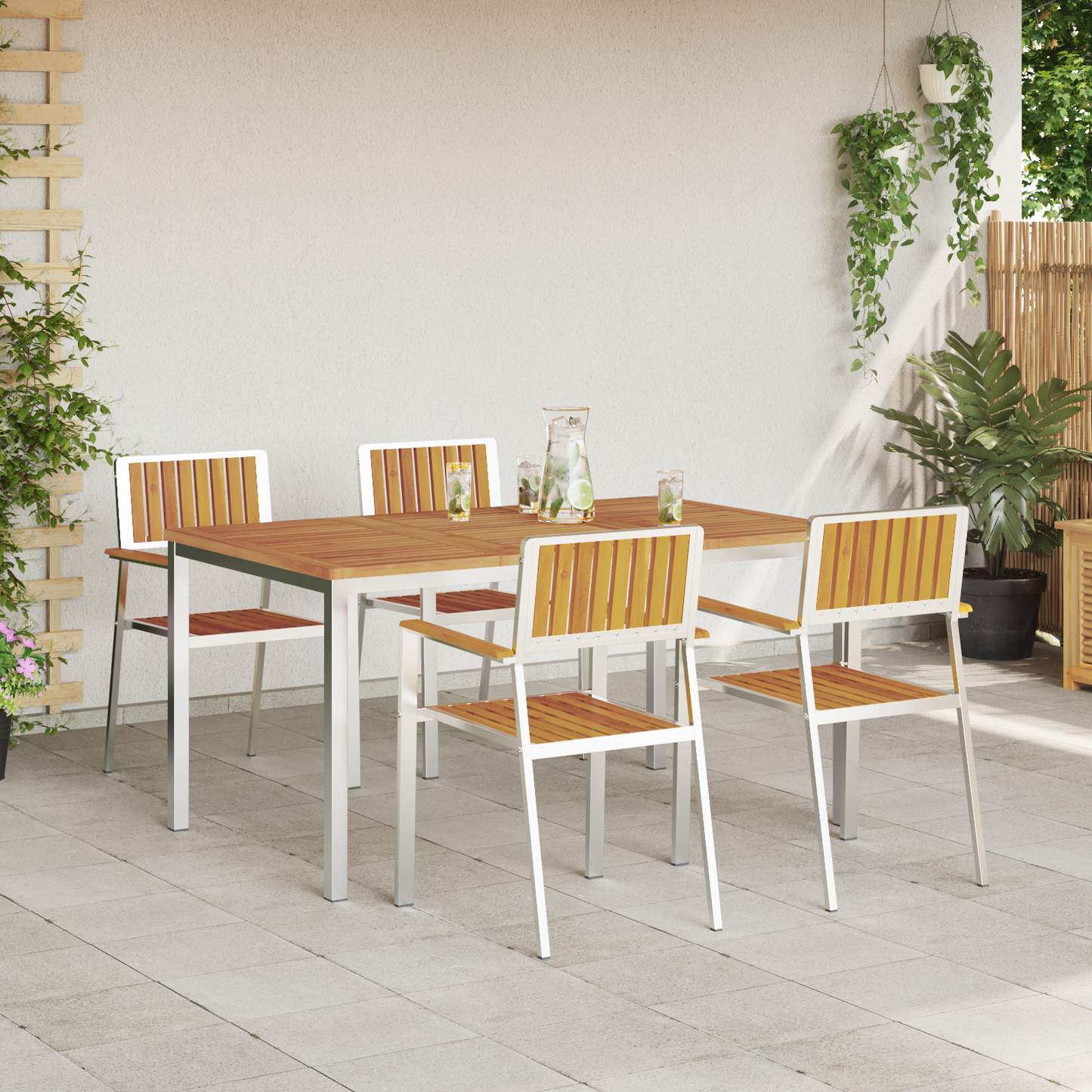 5 Piece Garden Dining Set Solid Wood Acacia