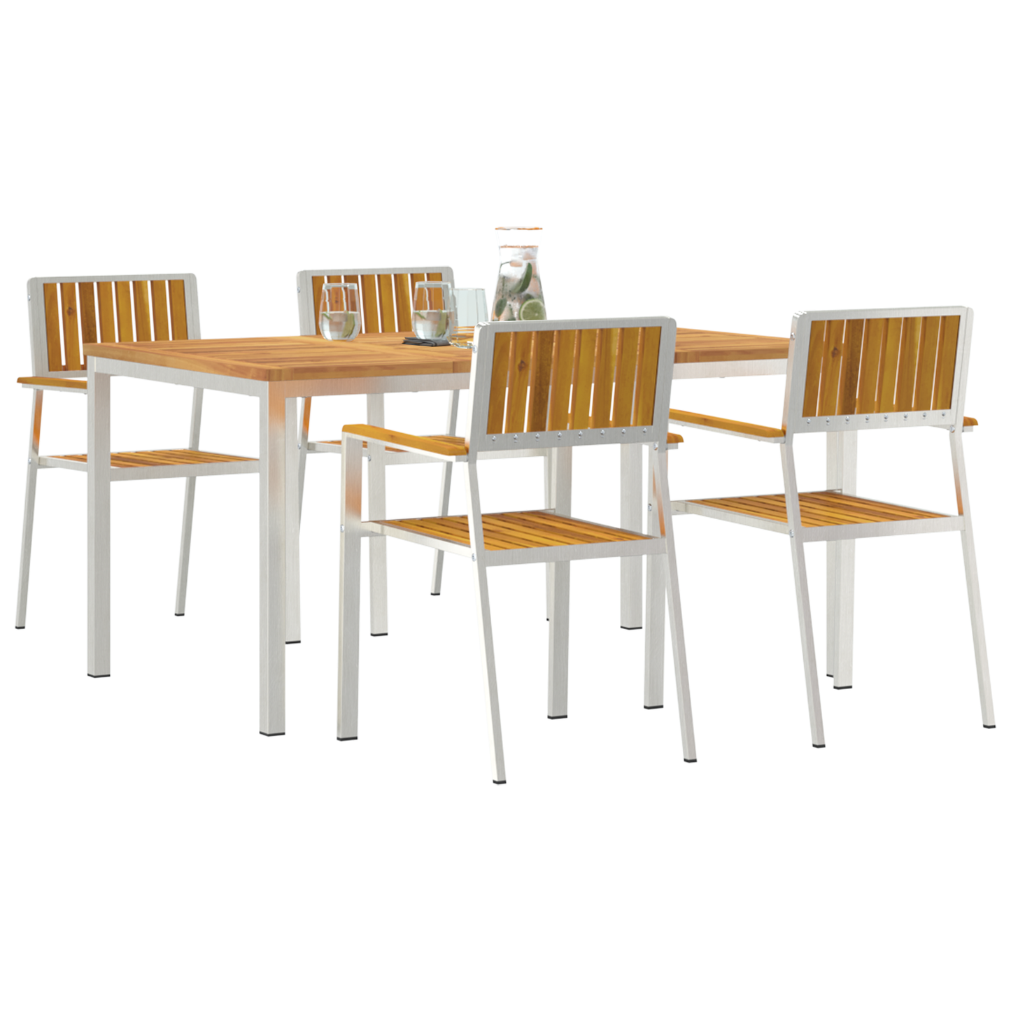 5 Piece Garden Dining Set Solid Wood Acacia