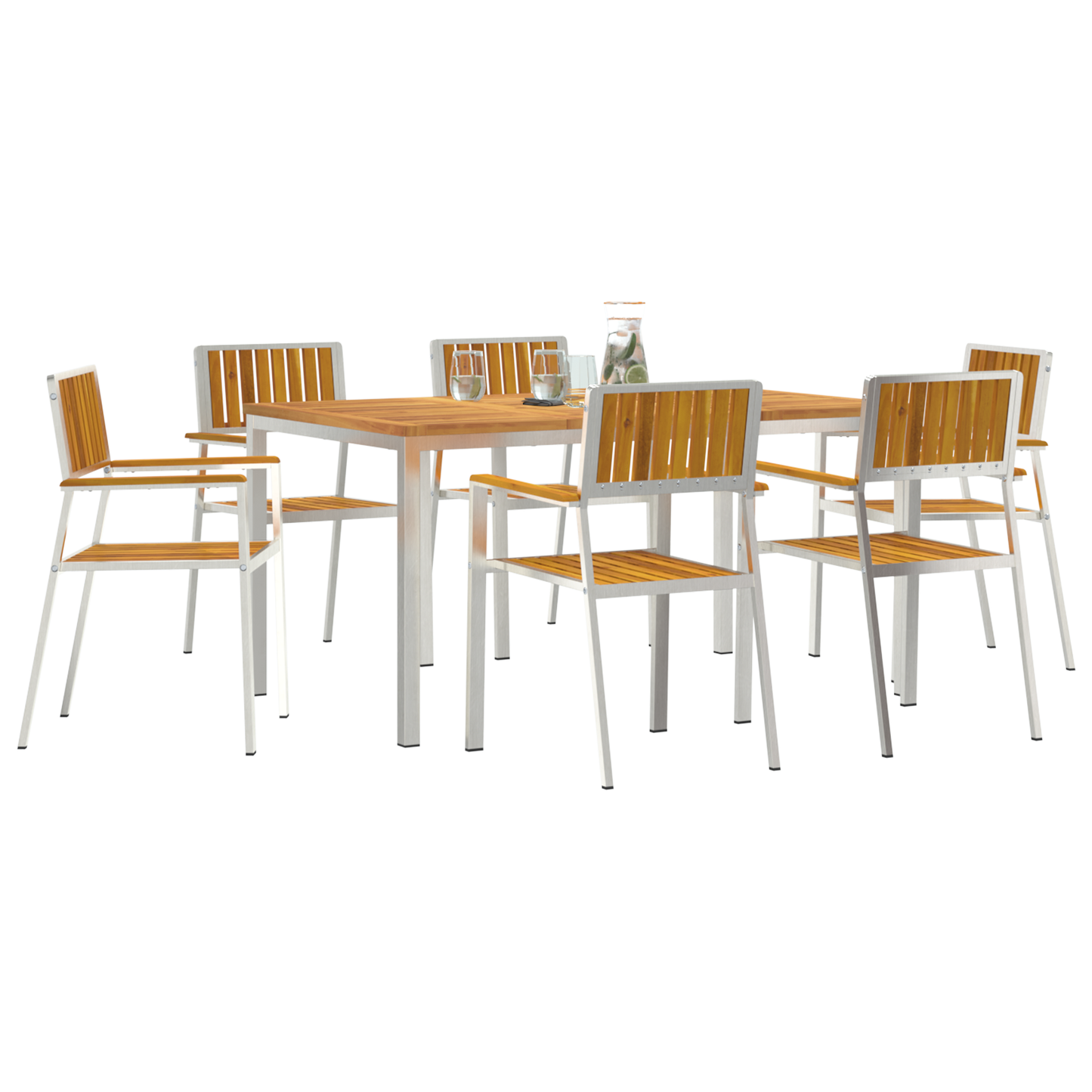 7 Piece Garden Dining Set Solid Wood Acacia