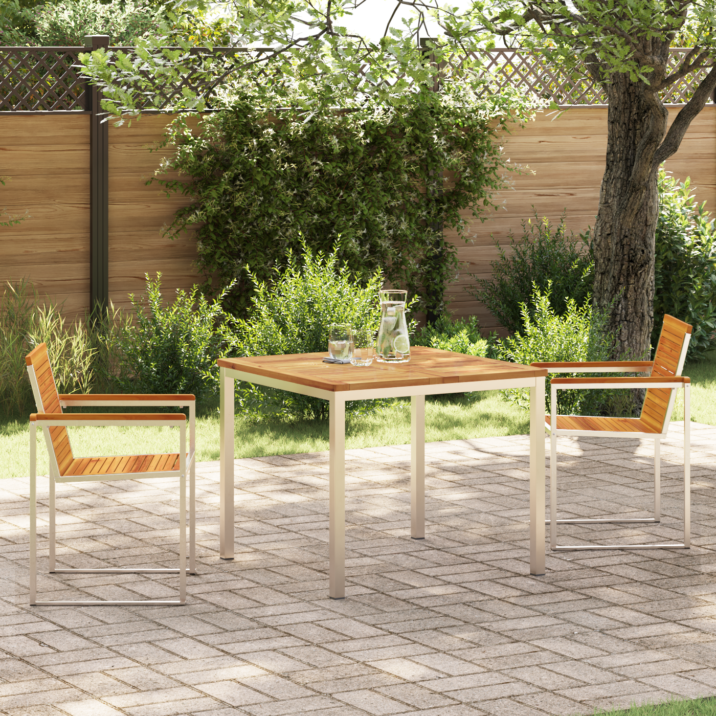3 Piece Garden Dining Set Solid Wood Acacia
