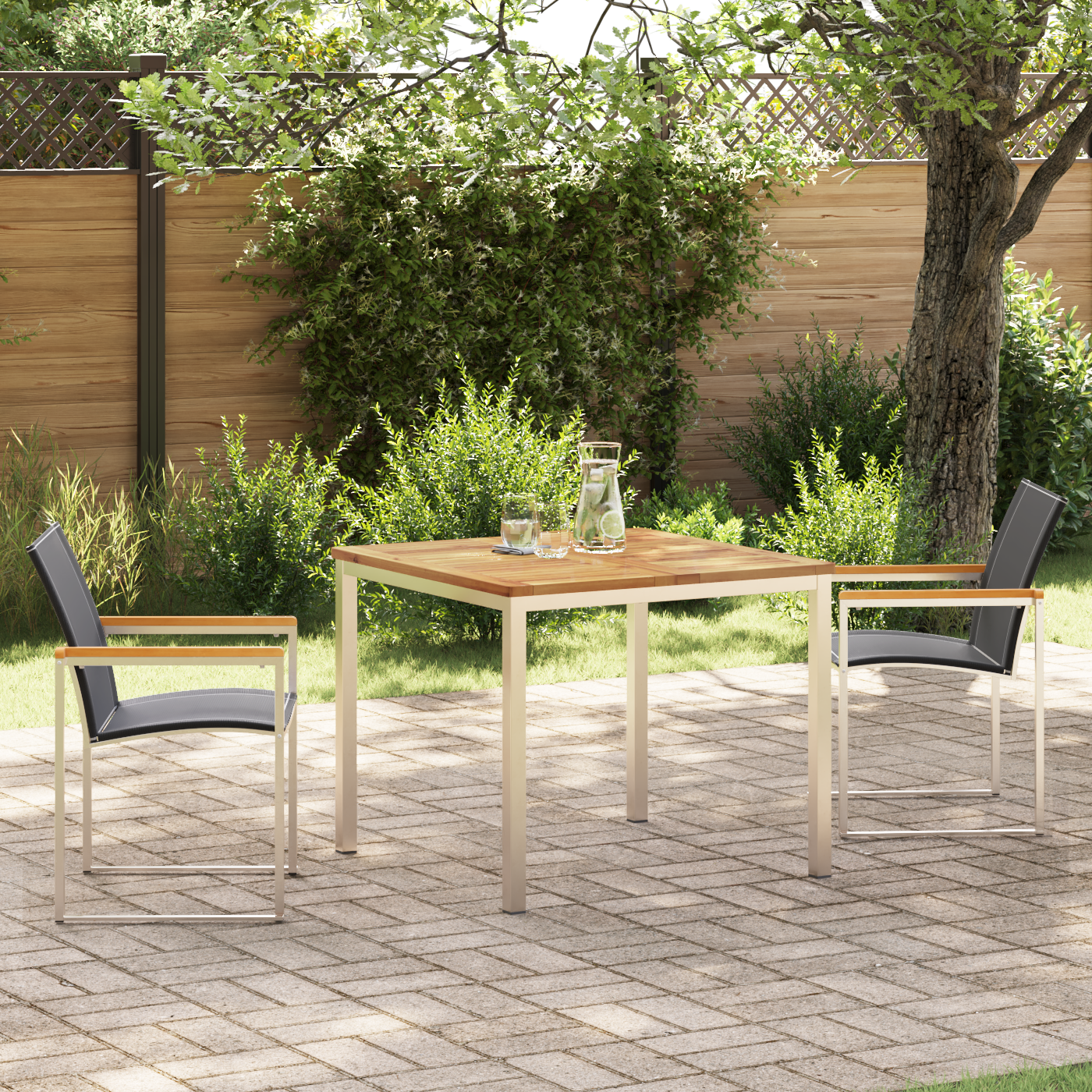 3 Piece Garden Dining Set Solid Wood Acacia