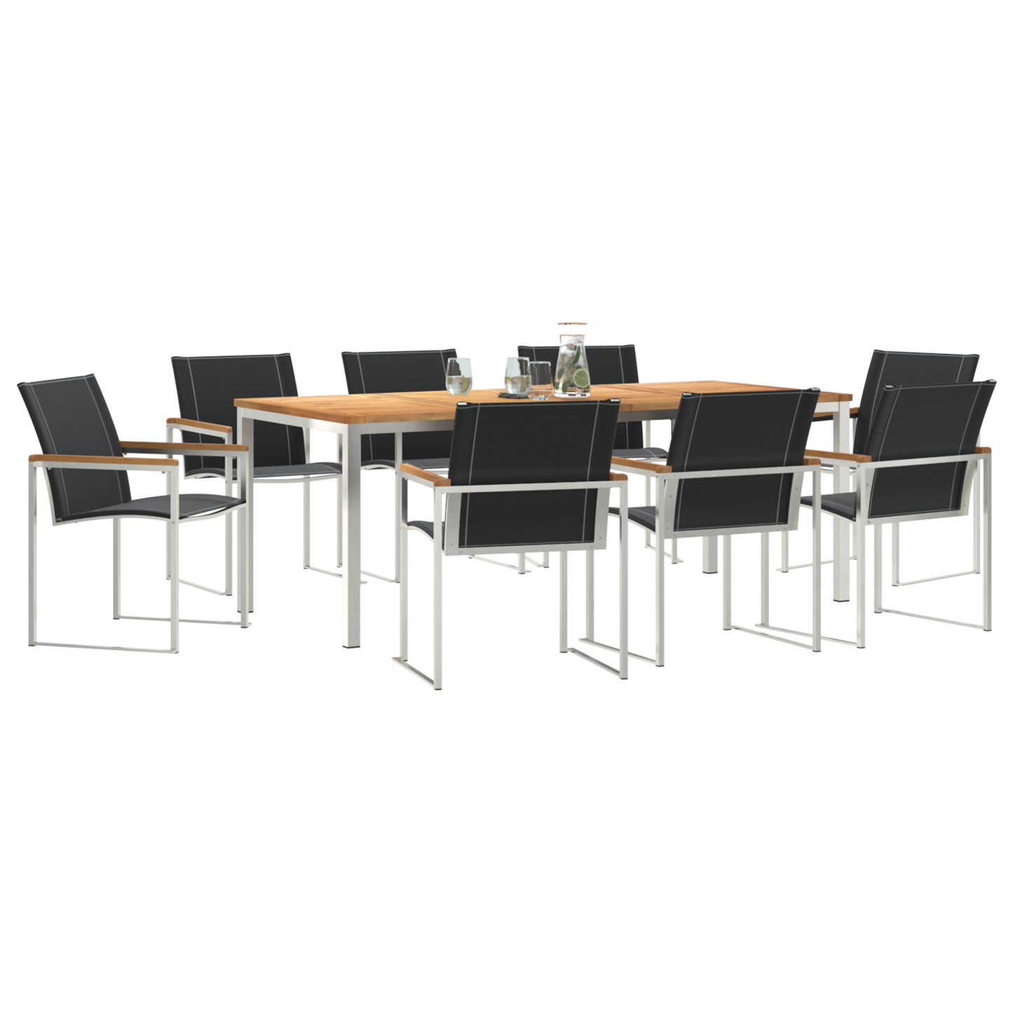 9 Piece Garden Dining Set Solid Wood Acacia