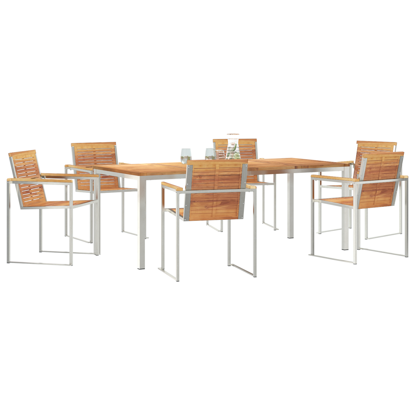 7 Piece Garden Dining Set in Solid Wood Teak