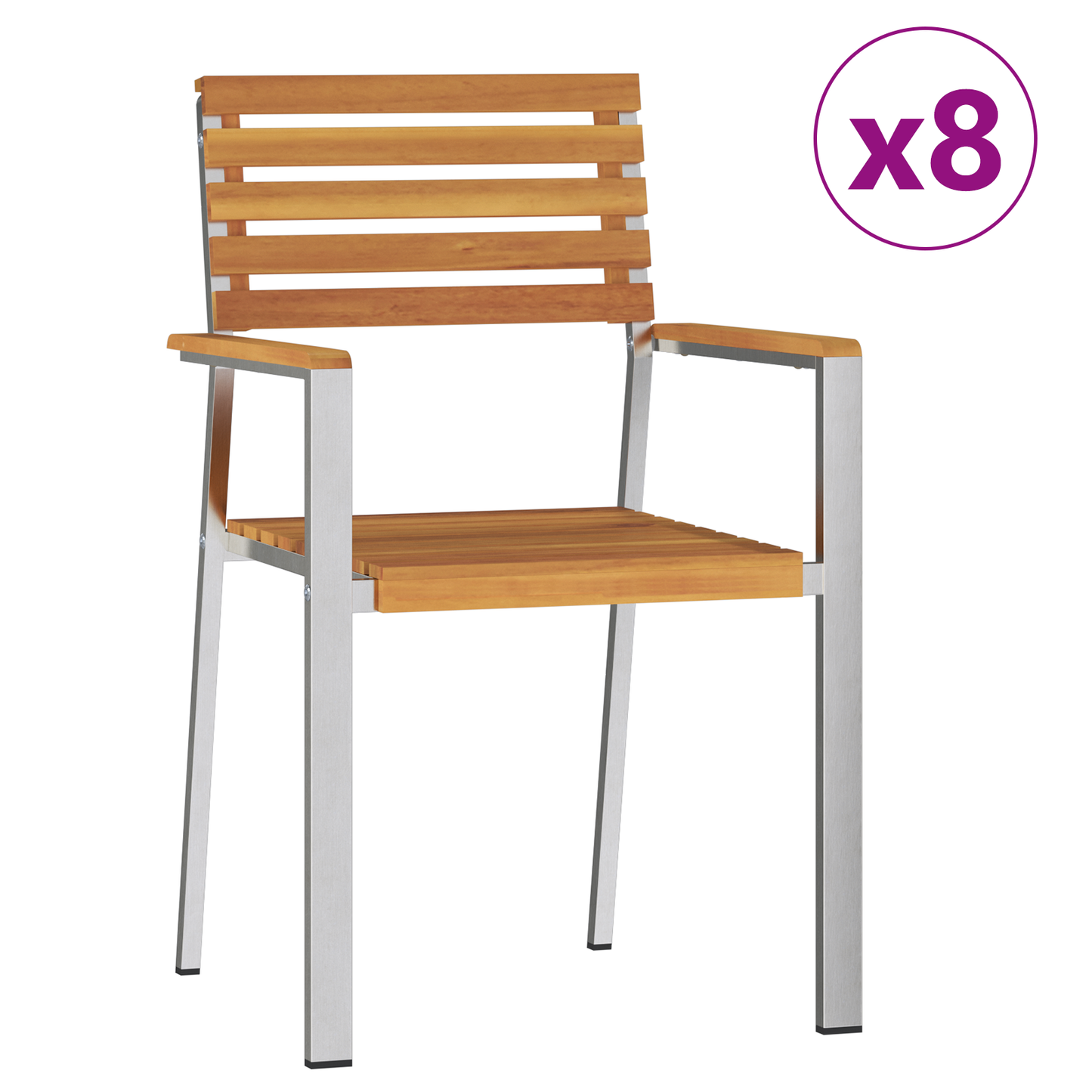 Stacking Garden Chairs 8 pcs 54.5x56x89 cm Solid Wood Acacia