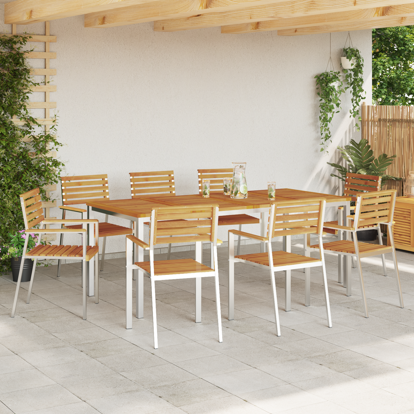 Stacking Garden Chairs 8 pcs 54.5x56x89 cm Solid Wood Acacia