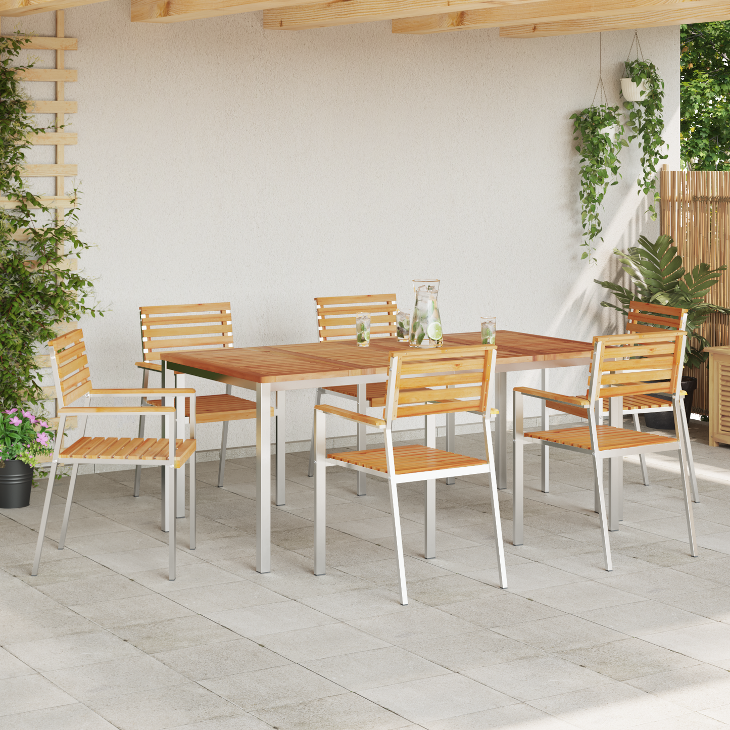 Stacking Garden Chairs 6 pcs 54.5x56x89 cm Solid Wood Teak