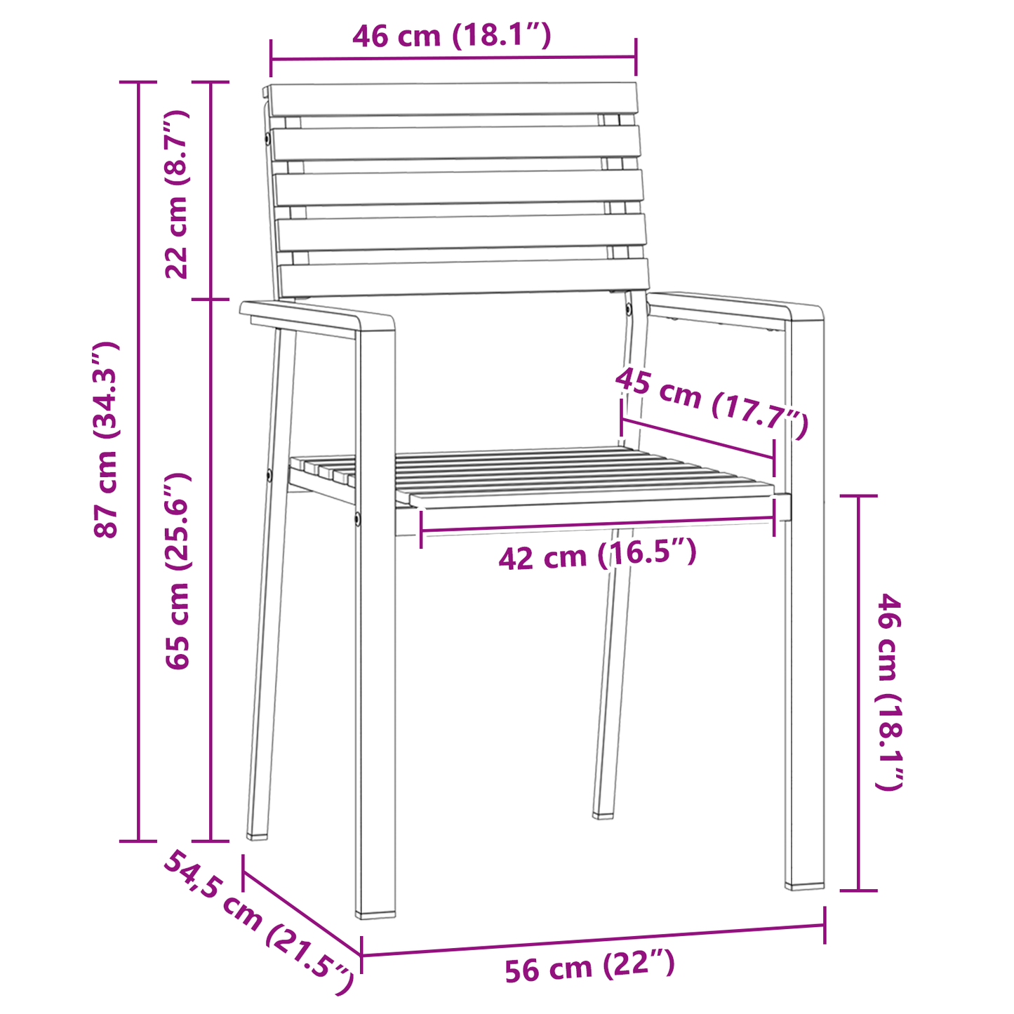 Stacking Garden Chairs 6 pcs 54.5x56x89 cm Solid Wood Teak