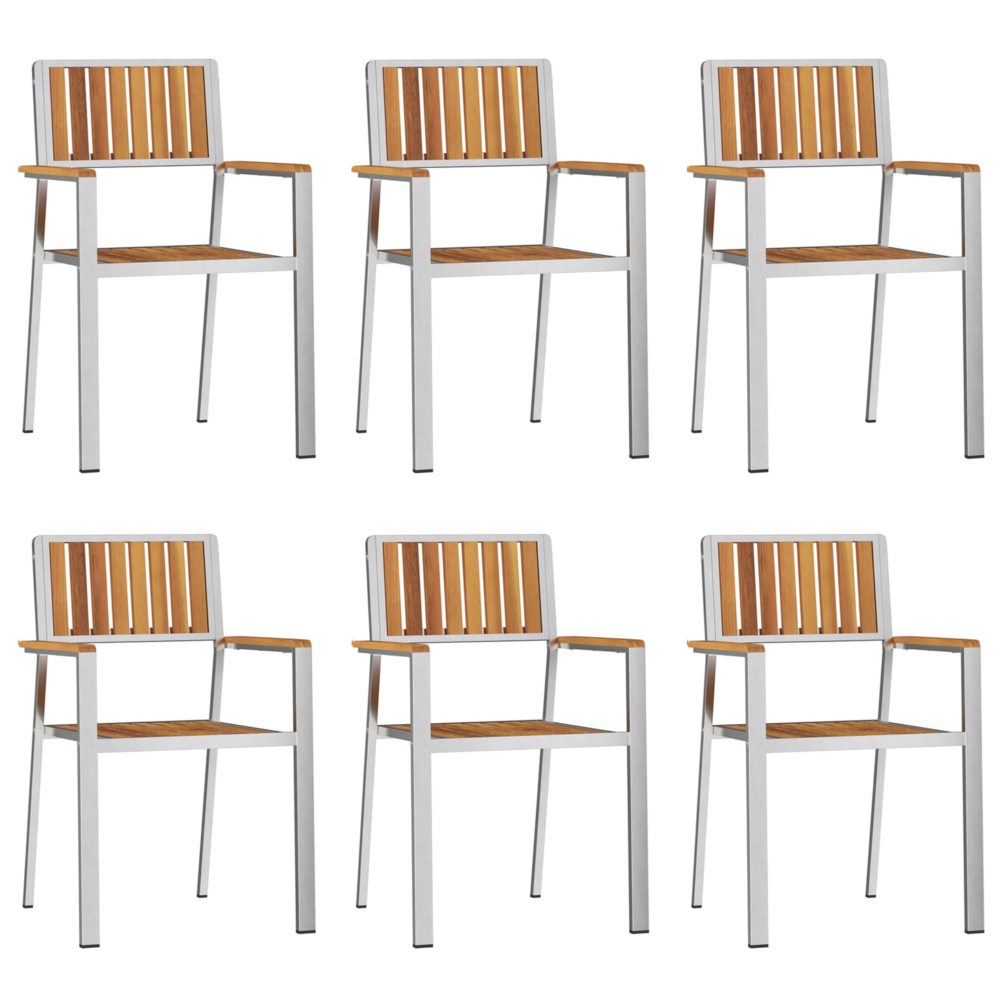 Stacking Garden Chairs 6 pcs 54.5x56x87 cm Solid Wood Acacia