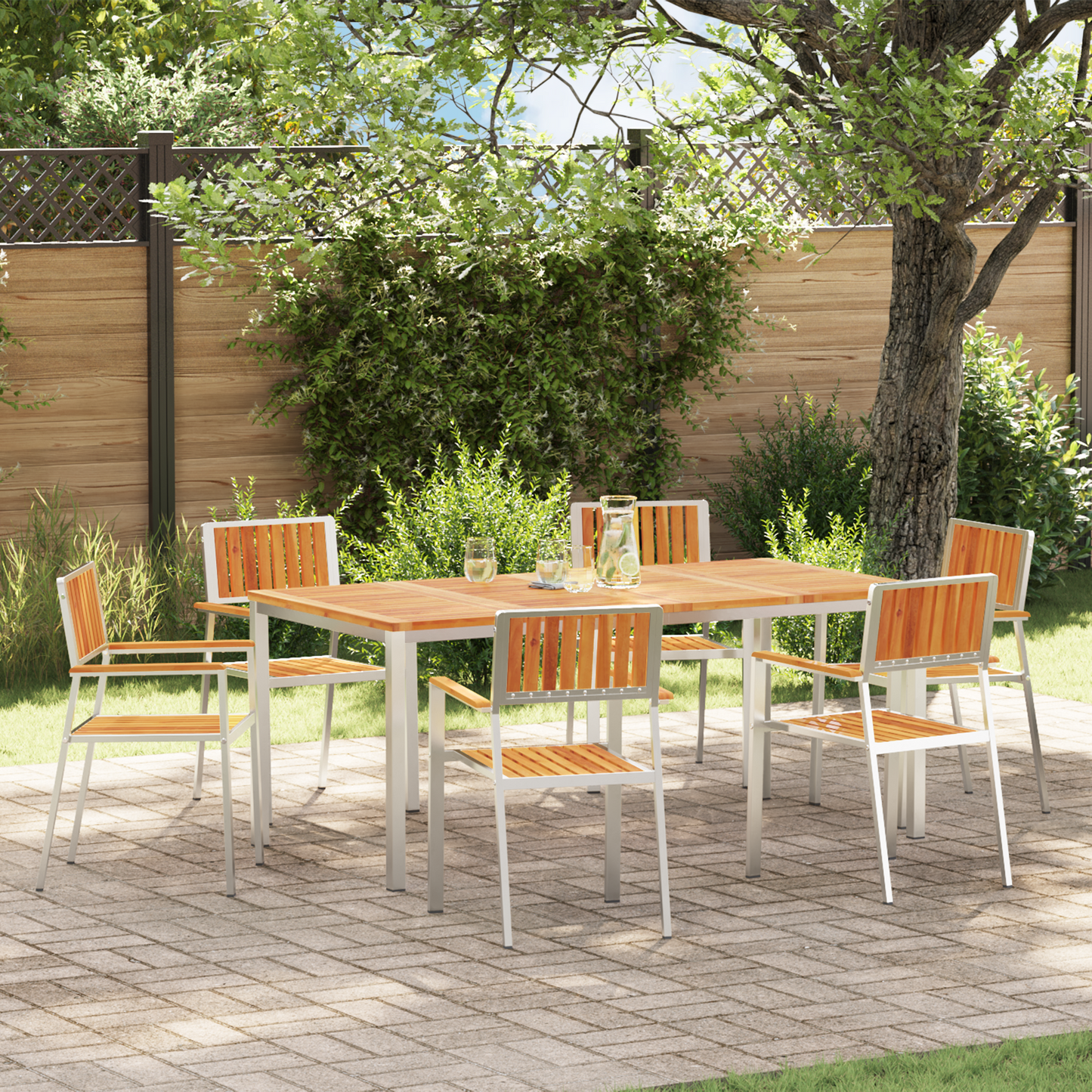 Stacking Garden Chairs 6 pcs 54.5x56x87 cm Solid Wood Acacia