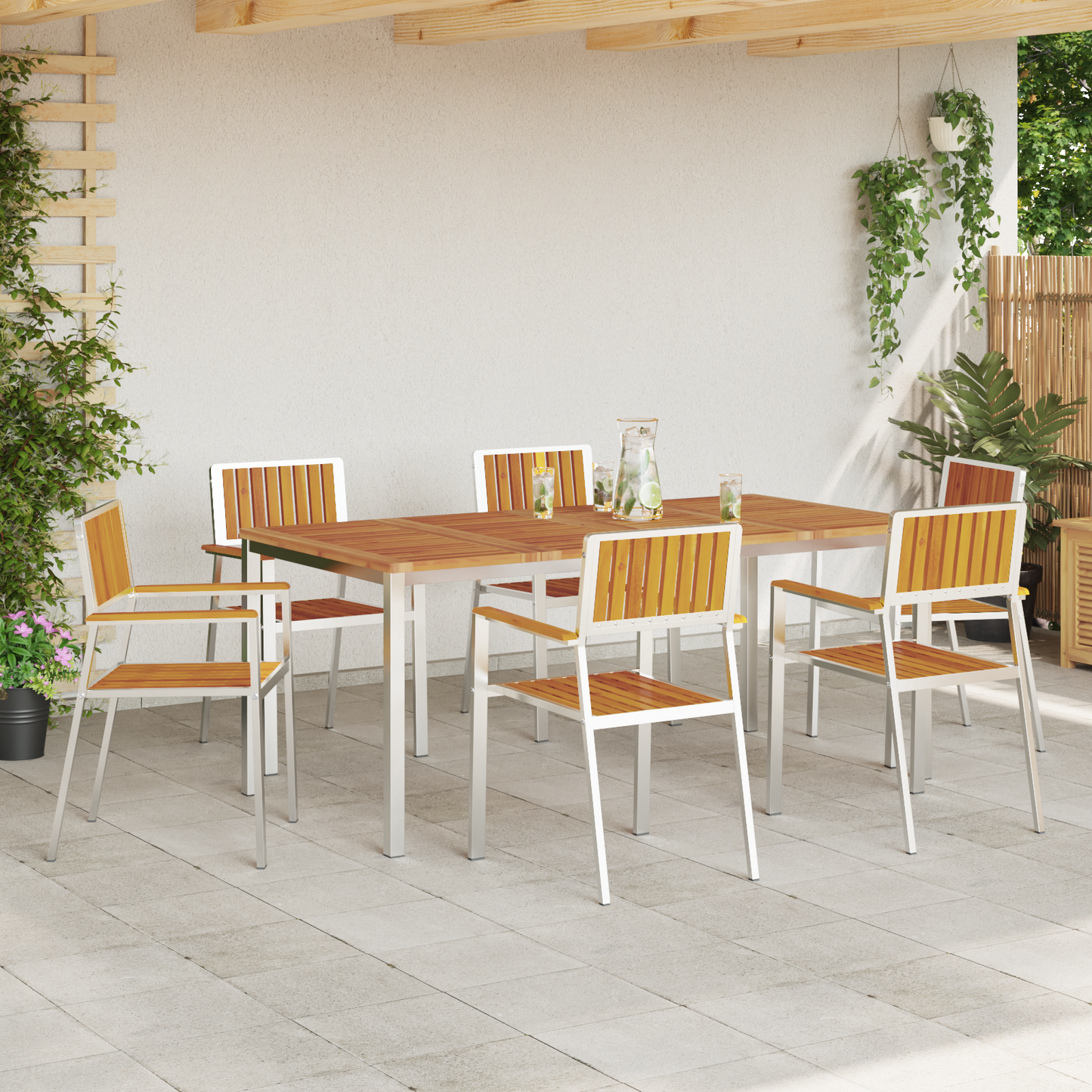 Stacking Garden Chairs 6 pcs 54.5x56x87 cm Solid Wood Acacia