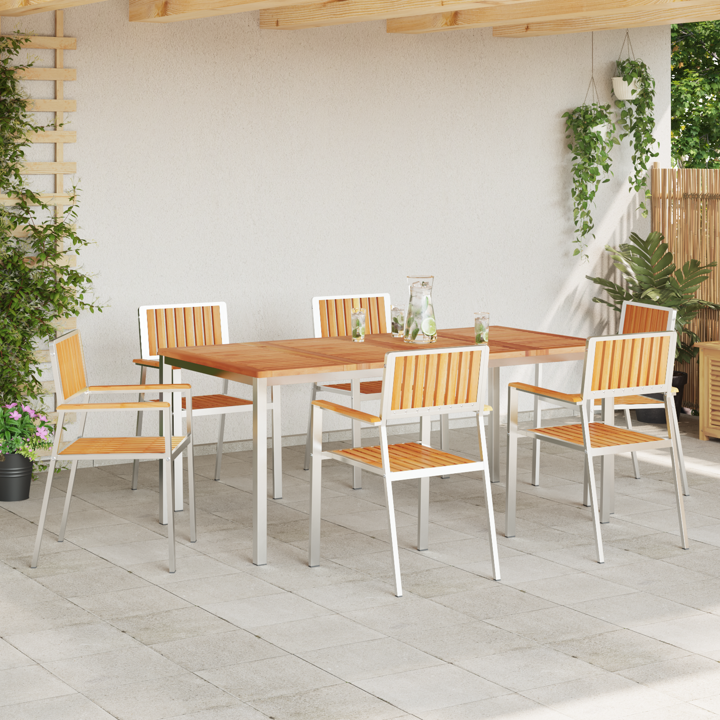 Stacking Garden Chairs 6 pcs 54.5x56x87 cm Solid Wood Teak