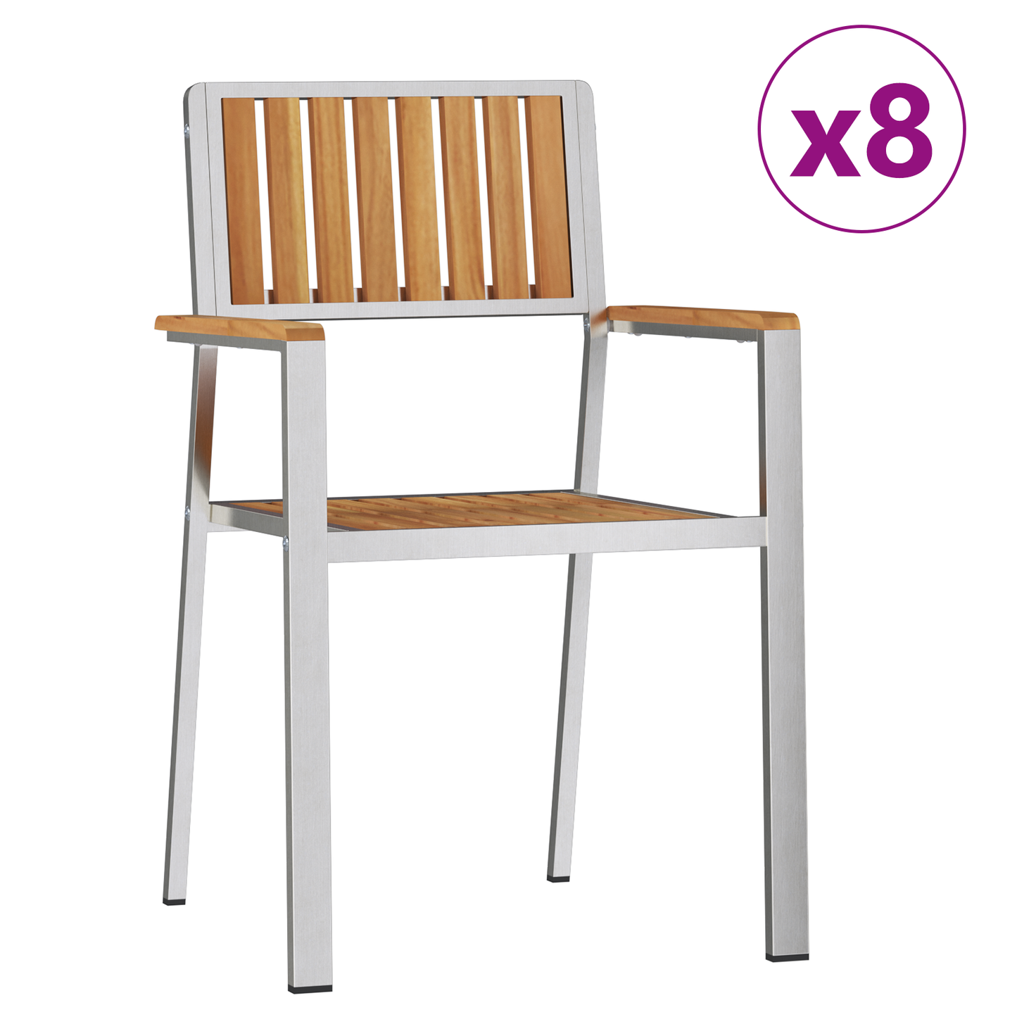 Stacking Garden Chairs 8 pcs 54.5x56x87 cm Solid Wood Teak