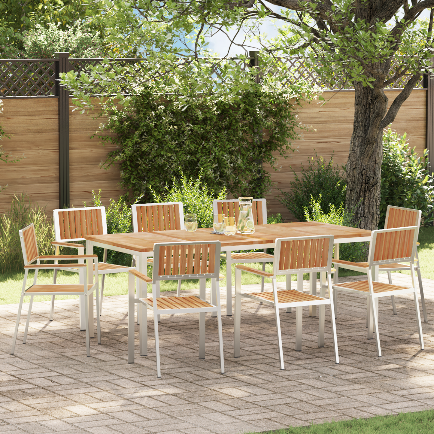 Stacking Garden Chairs 8 pcs 54.5x56x87 cm Solid Wood Teak