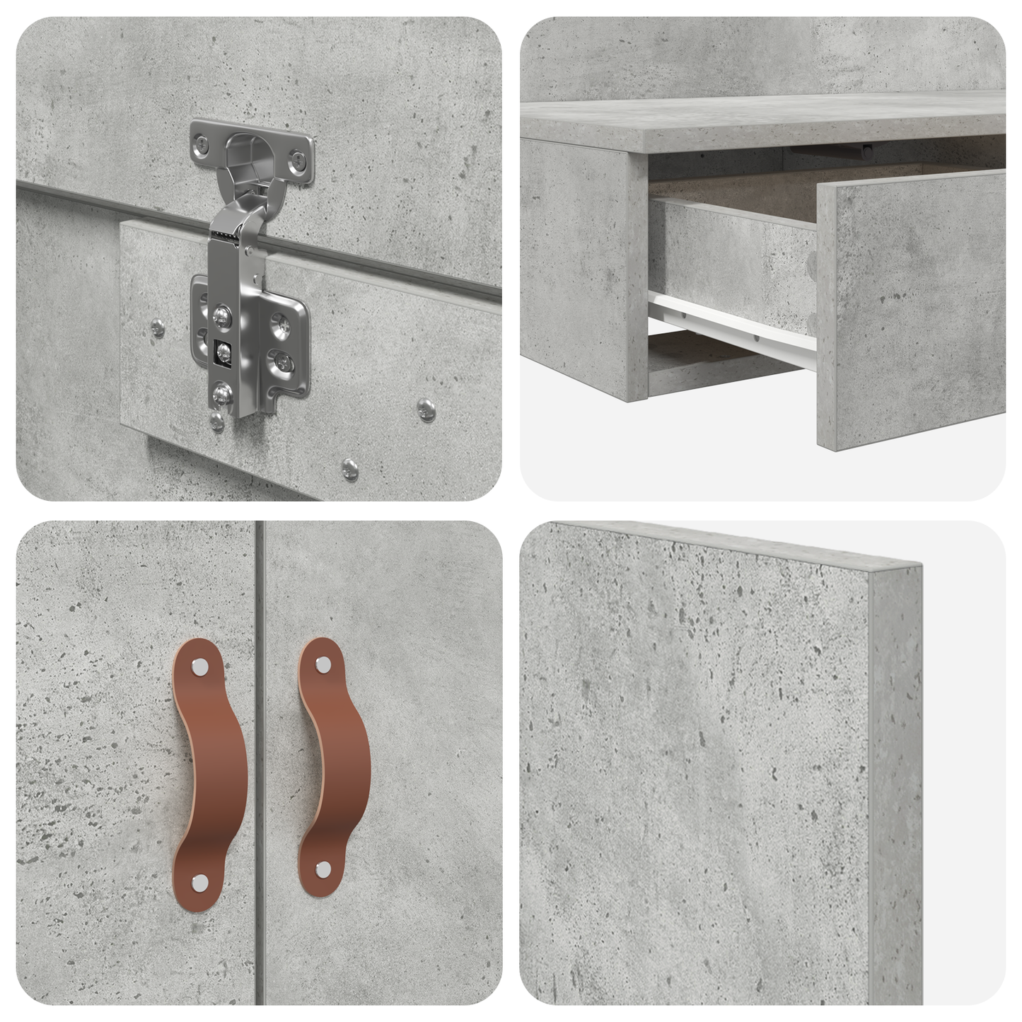 Storage Bed Frame Concrete Grey 90x200 cm