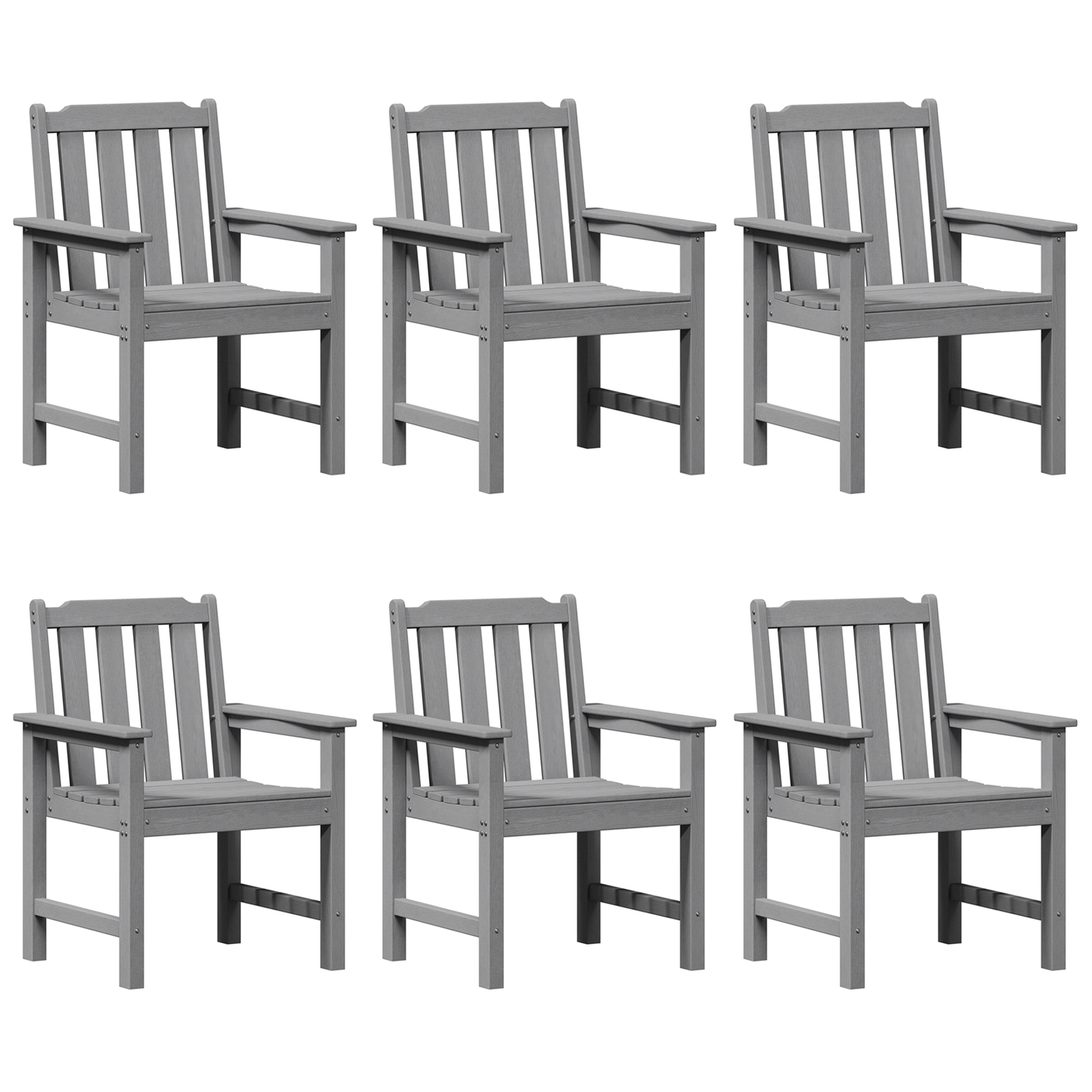 Garden Dining Chairs 6 pcs Light Grey 65.5x55.5x88 cm HDPE