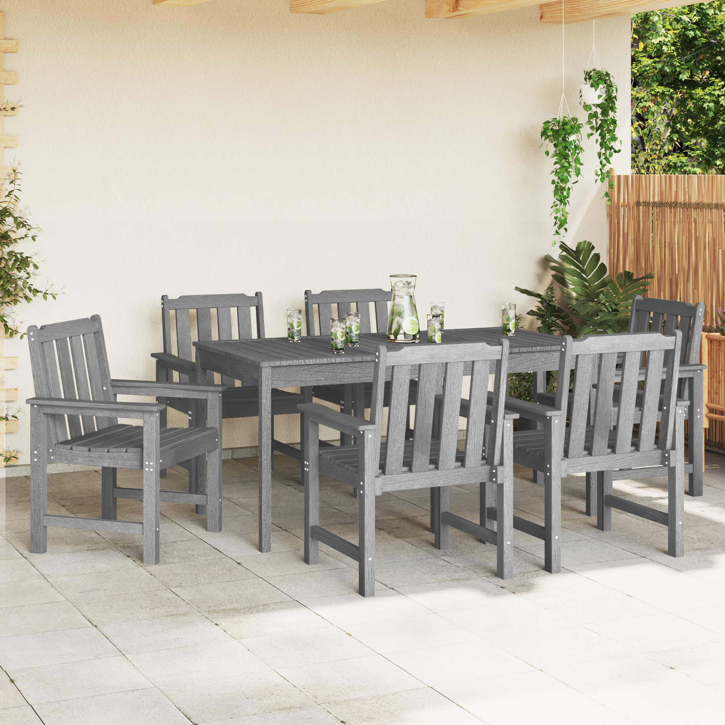 Garden Dining Chairs 6 pcs Light Grey 65.5x55.5x88 cm HDPE