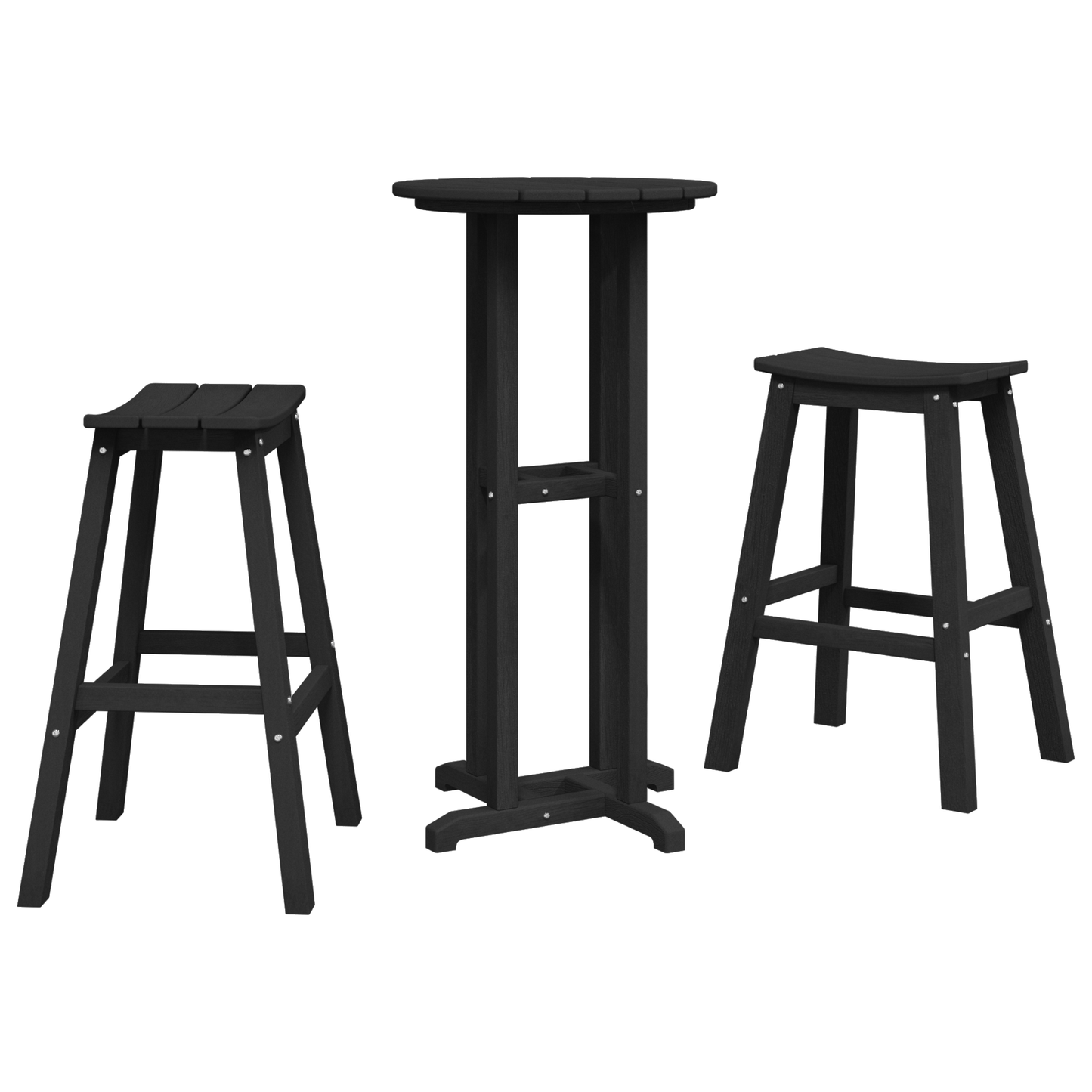 3 Piece Garden Bar Set Black HDPE