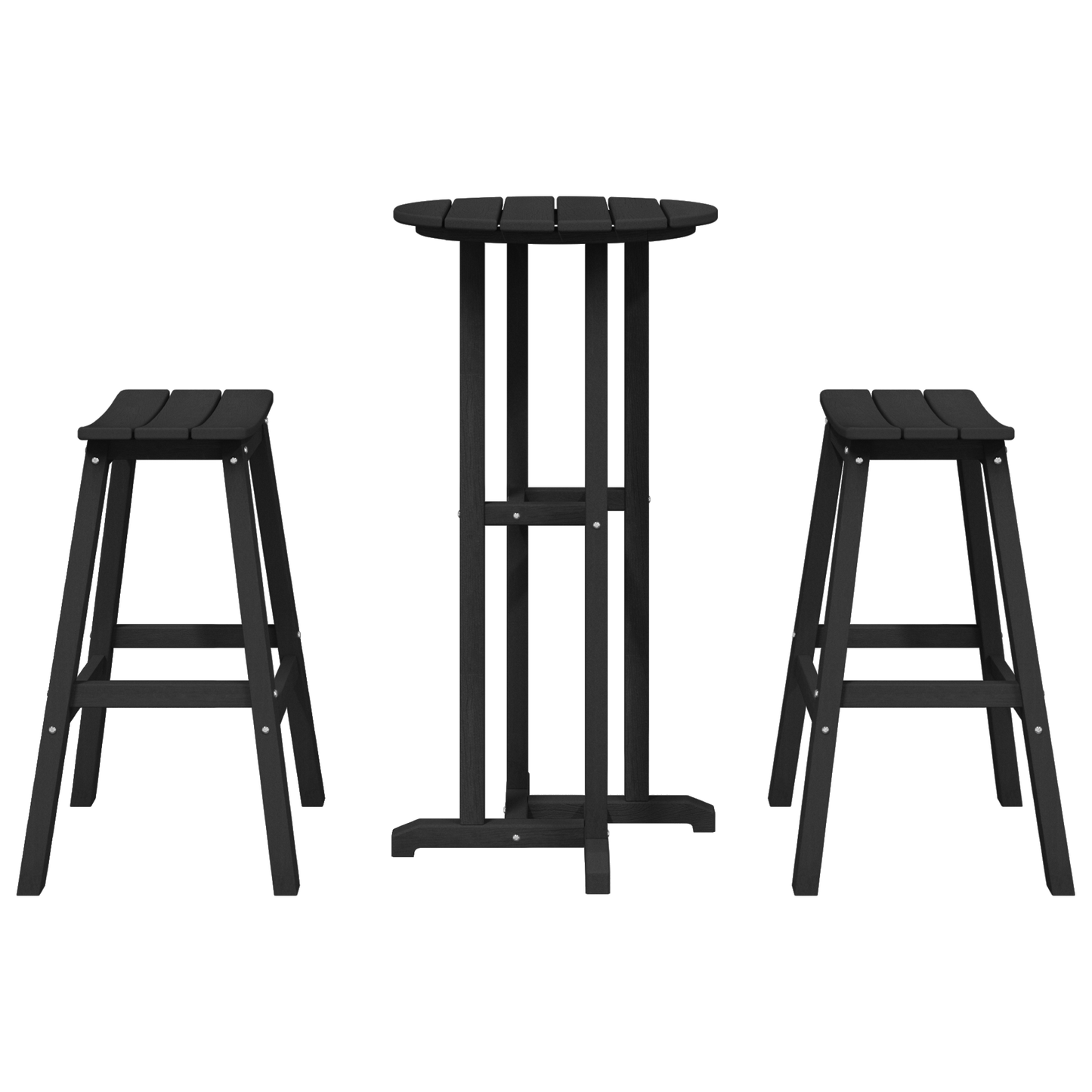 3 Piece Garden Bar Set Black HDPE